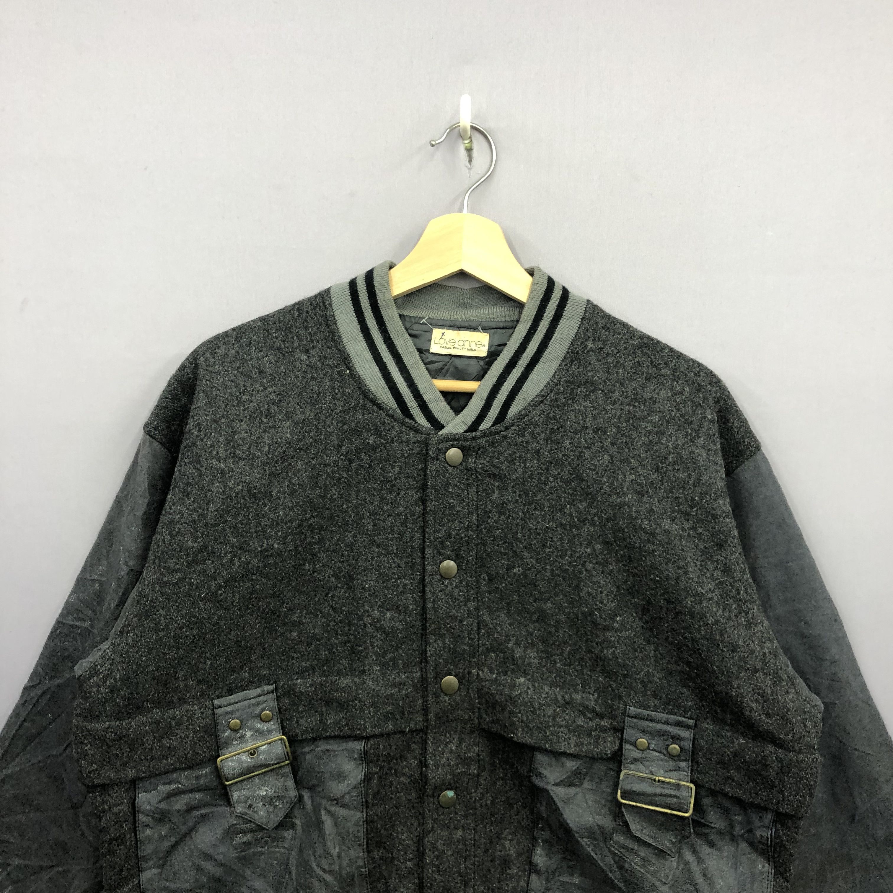 Japanese Brand Vintage 80s Love Anne Letterman Wool Varsity Bomber Jacket Size US M / EU 48-50 / 2 - 4 Thumbnail