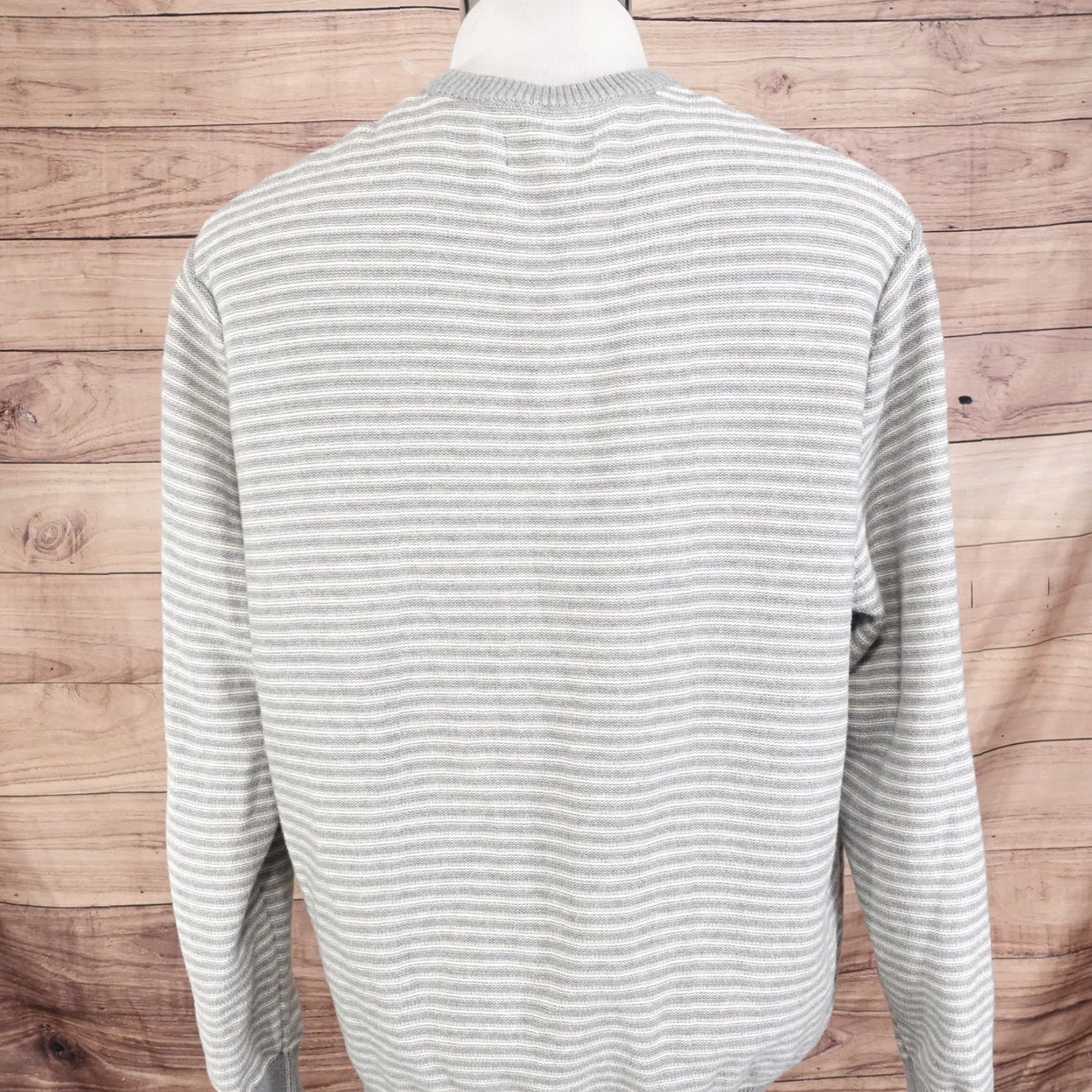 Chaps CHAPS Gray White Striped Long Sleeve Crew Neck Sweater Mens XL Size US XL / EU 56 / 4 - 3 Thumbnail