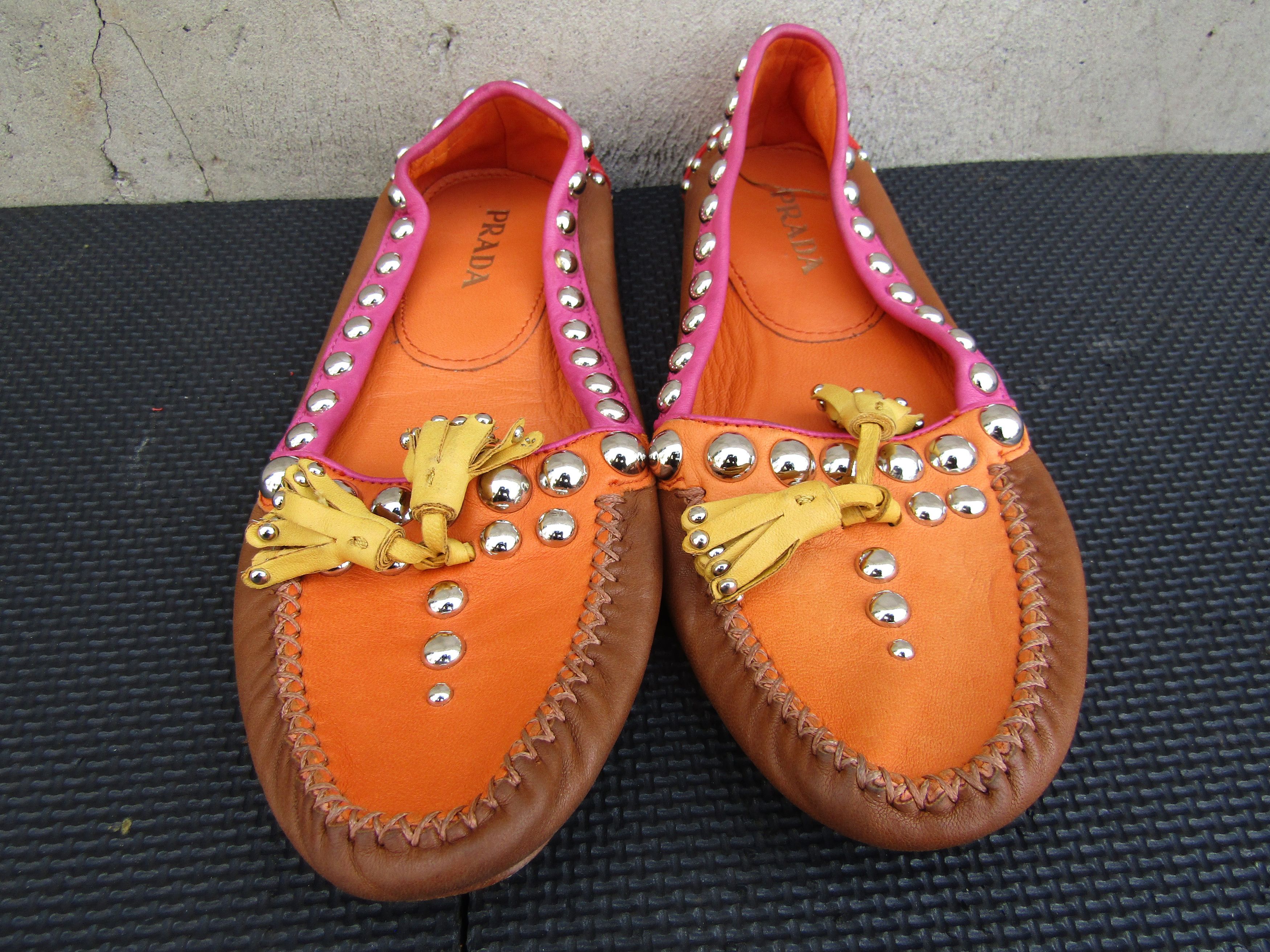 Prada Rare Prada Ballerina Flats Slip on Leather Multicolort Size US 7.5 / IT 37.5 - 1 Thumbnail