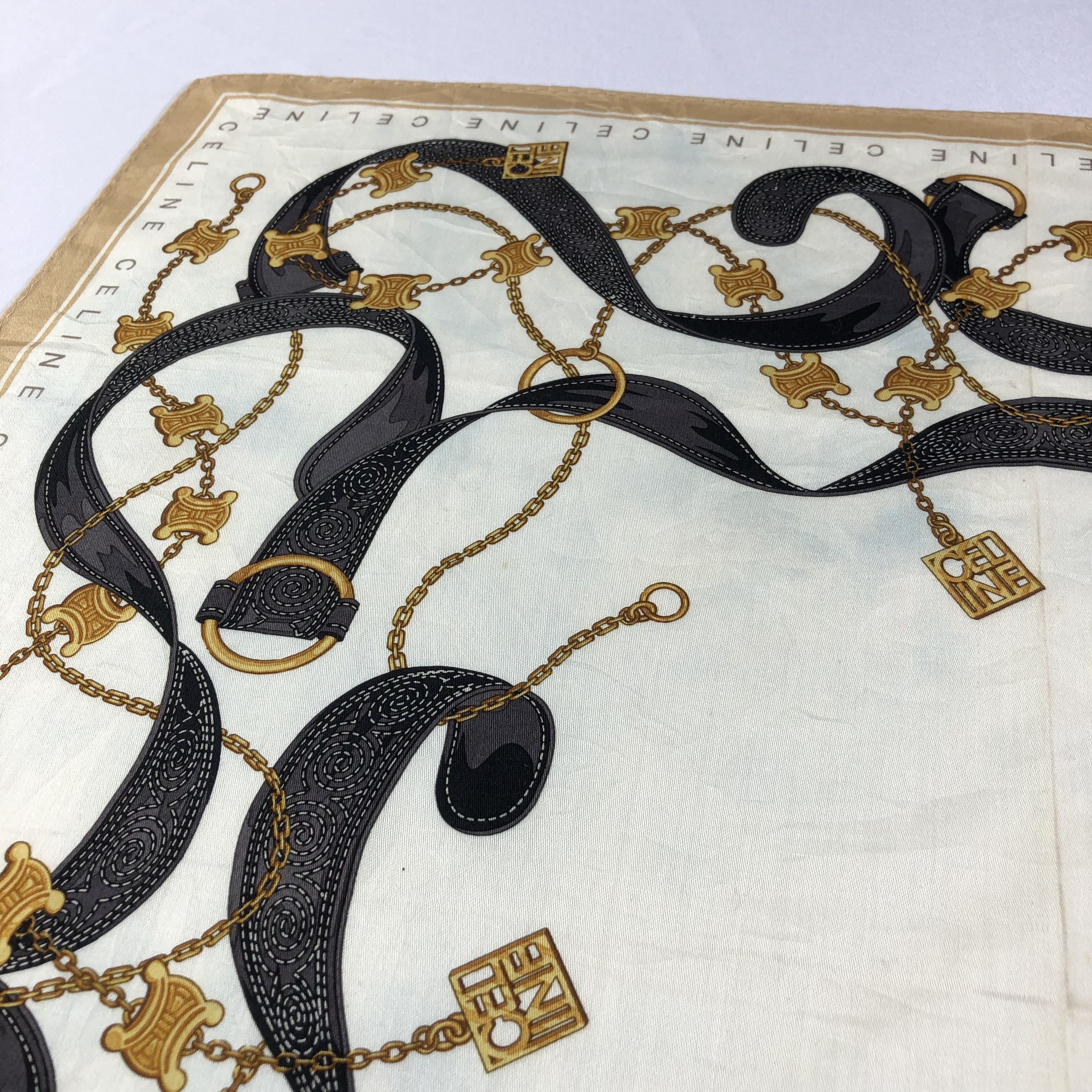 Japanese Brand Celine Gold Chains Handkerchief Neckerchief Bandana H2076 Size ONE SIZE - 8 Thumbnail