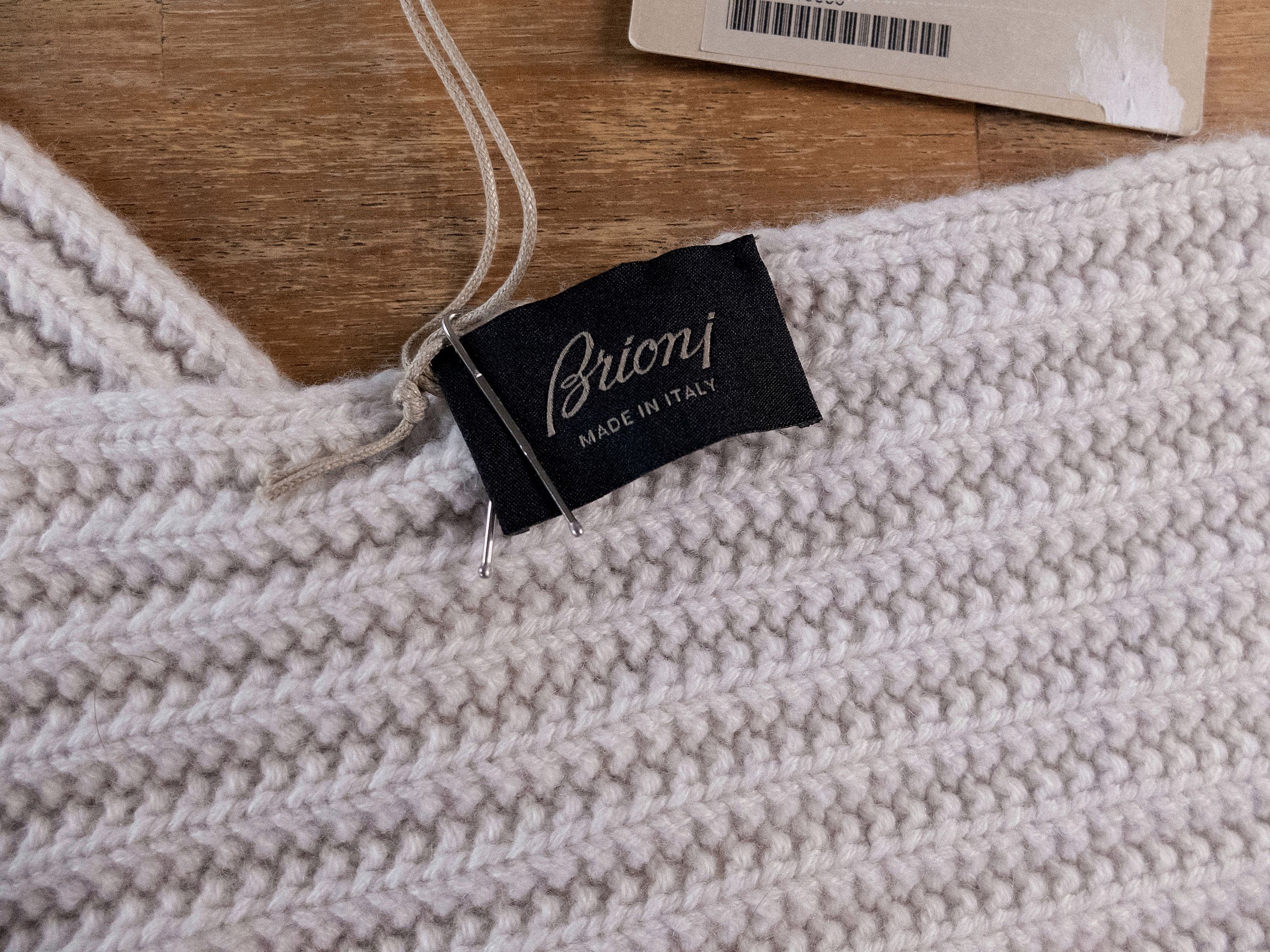 Brioni BRIONI beige ribbed cashmere wool blend knit scarf Size ONE SIZE - 3 Thumbnail