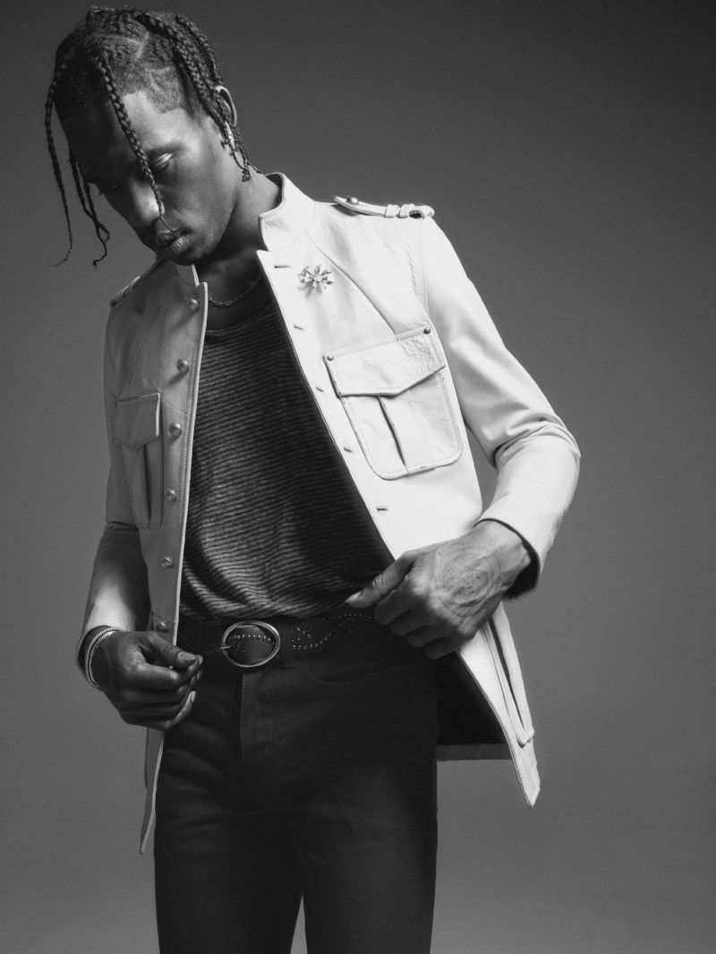 image of Saint Laurent Paris Ss19 Travis Scott Runway Sample Leather Safari Jacket 46 in Cream (Size Small)
