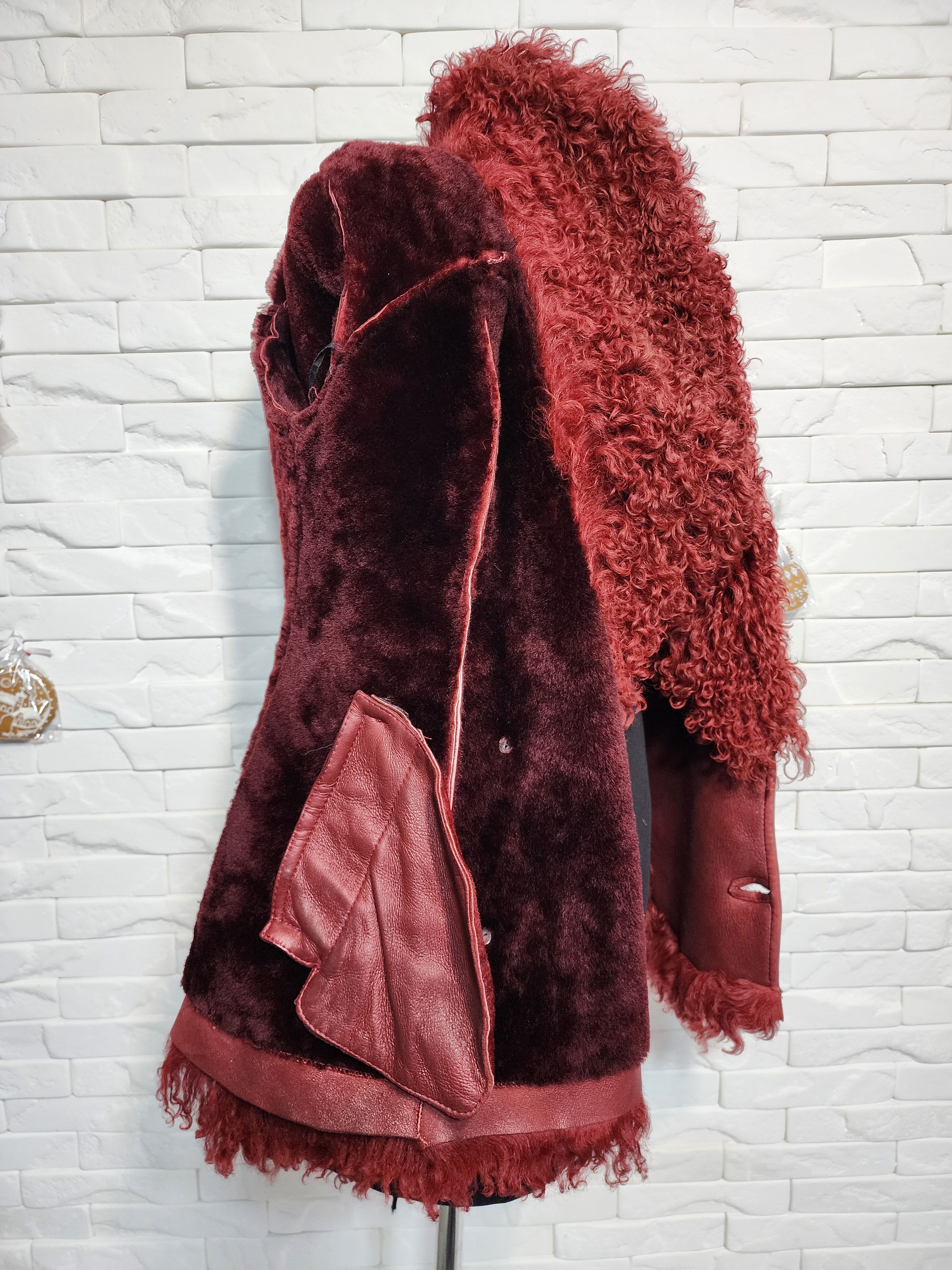 Furla Red Sheepskin Coat: Genuine Fur Winter Jacket Size S / US 4 / IT 40 - 8 Thumbnail
