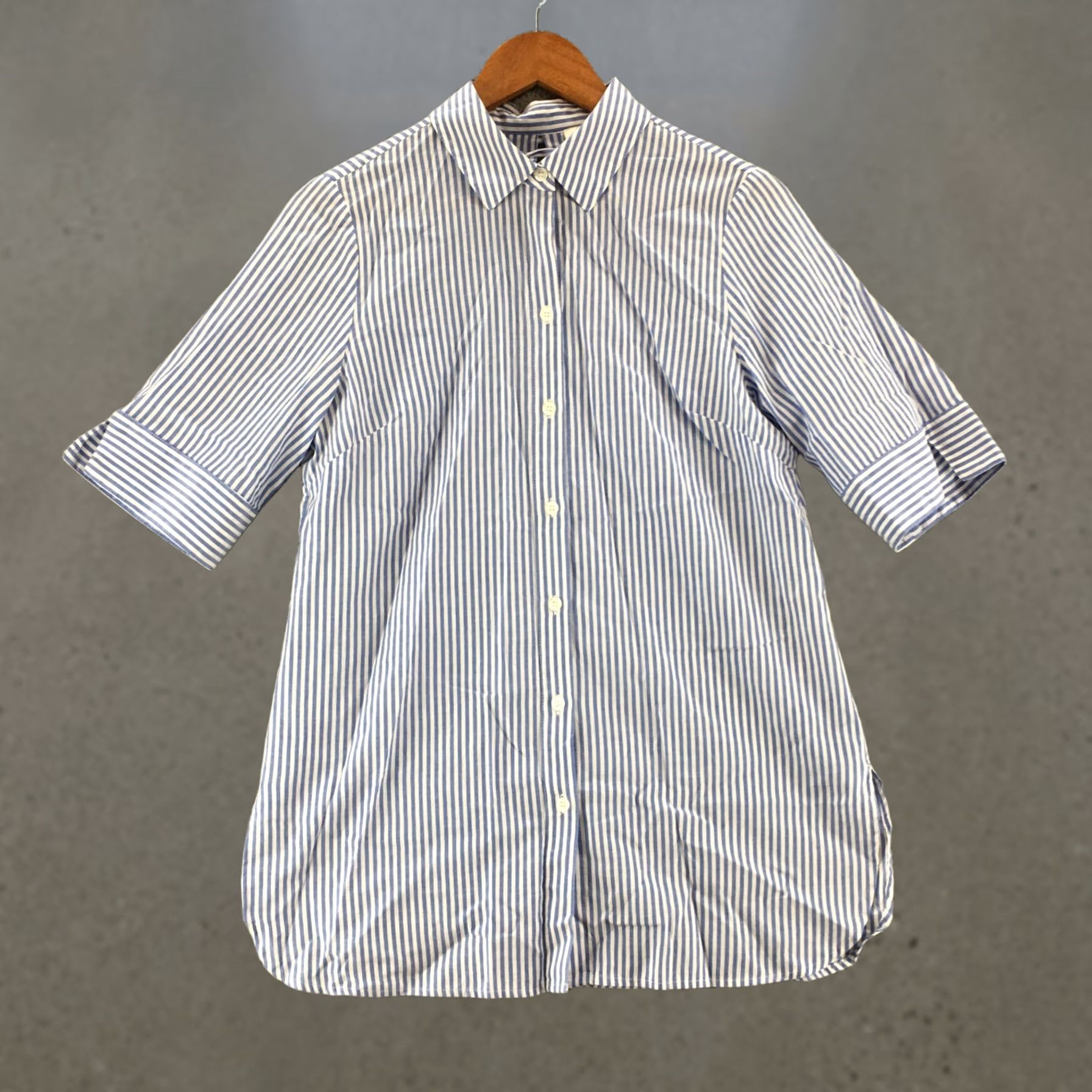 Vintage Chicos Button Up Shirt Top Womens 0 Blue Striped Cotton 3/4 Sleeve Lace Up Back Shirt Womens Boys Girls Size XS / US 0-2 / IT 36-38 - 1 Thumbnail