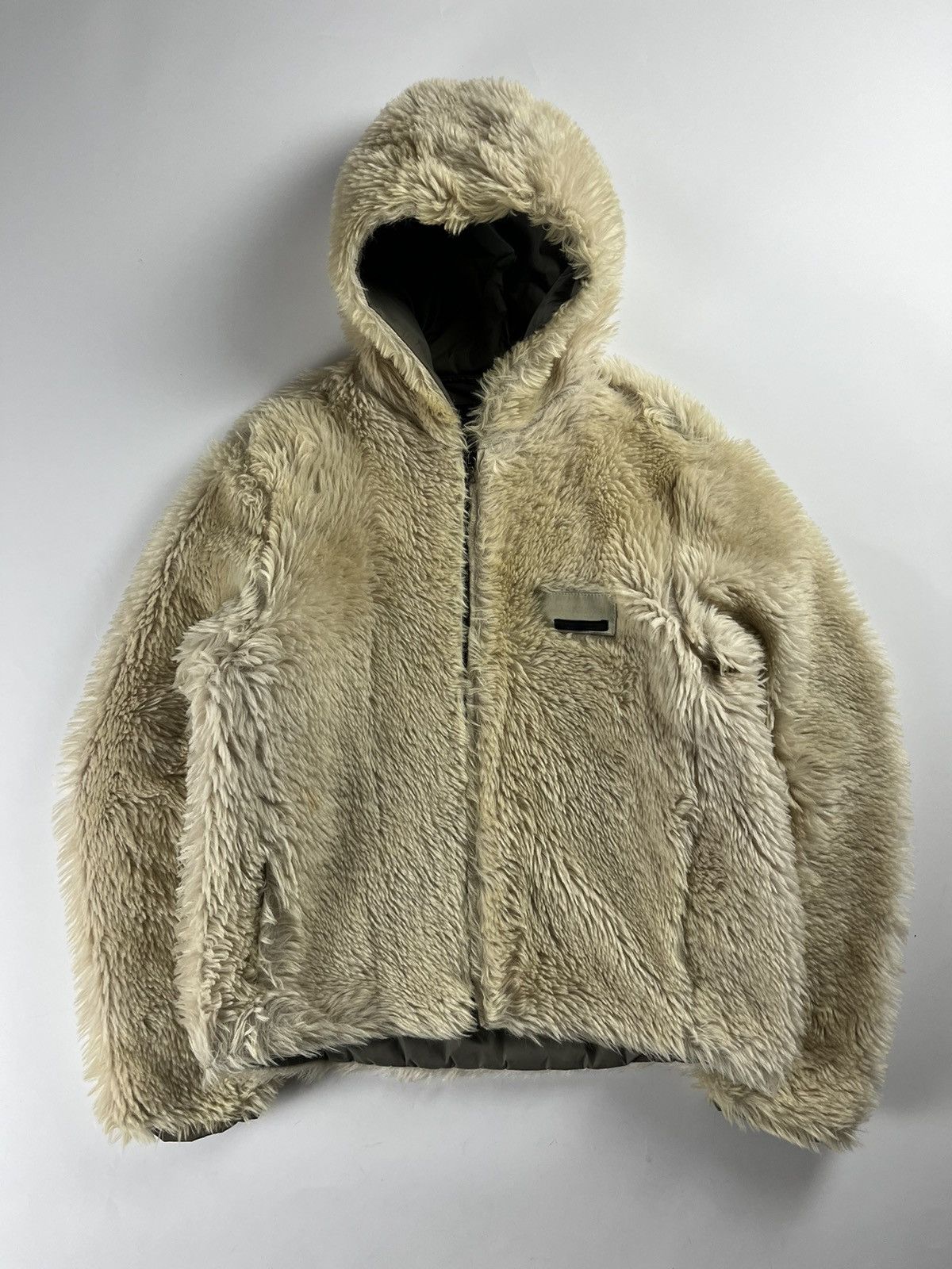 image of Prada Mainline Cream Fur Zipper Jacket Fw 2007, Men's (Size Small)