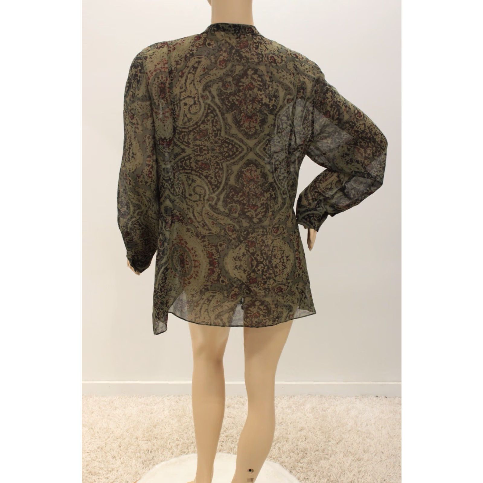 Soft Surroundings Soft Surroundings Plus Size Tunic Blouse Women's 1X Green Geometric Long Sleeve Boho Button Ruffle Casual Nature Womens Size XL / US 12-14 / IT 48-50 - 5 Thumbnail