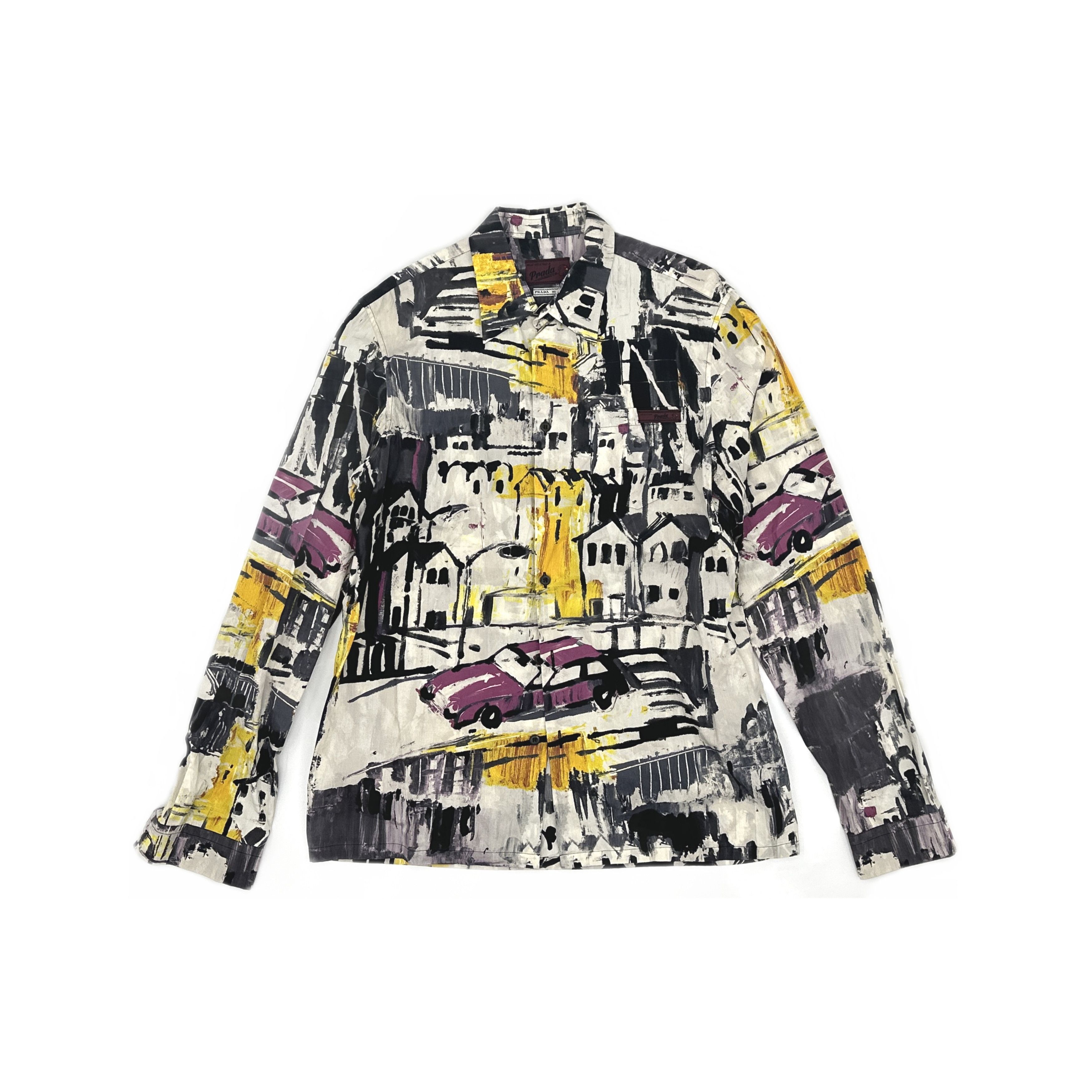 Prada Prada Painterly Print Button Up Shirt Size M Size US XXS / EU 40 - 1 Thumbnail