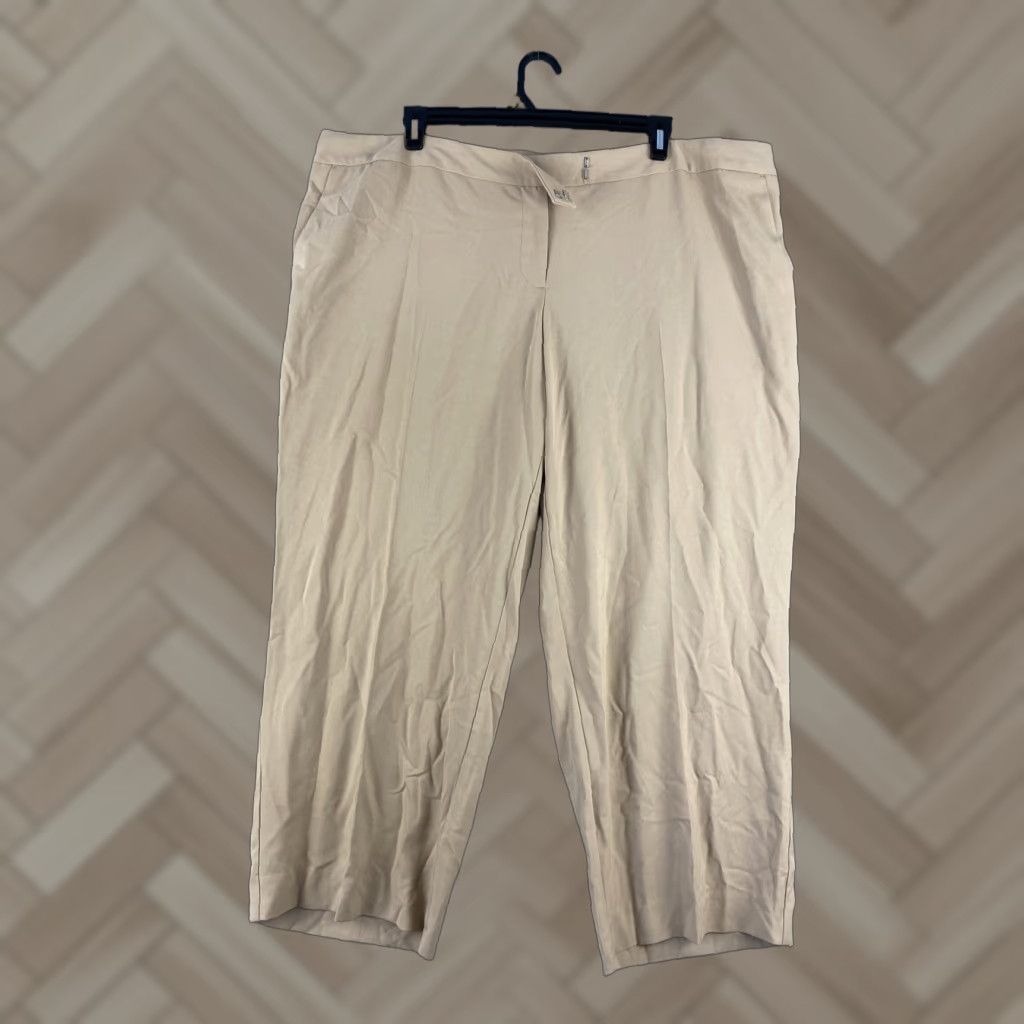 George George Dress Pants Womens Tan Flat Front Size 24W Beige 42-19 Size 42" / US 20 - 1 Thumbnail