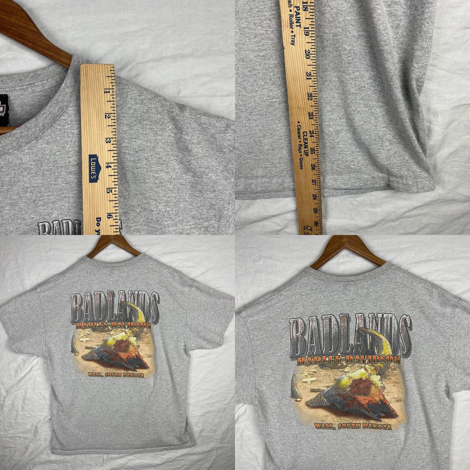 Harley Davidson Harley-Davidson Shirt Mens XL Gray Badlands Wall South Dakota Bull Skull Biker Graphic Print Crew Neck Short Sleeve T-Shirt USA 90s Event Theme Size US XL / EU 56 / 4 - 8 Thumbnail