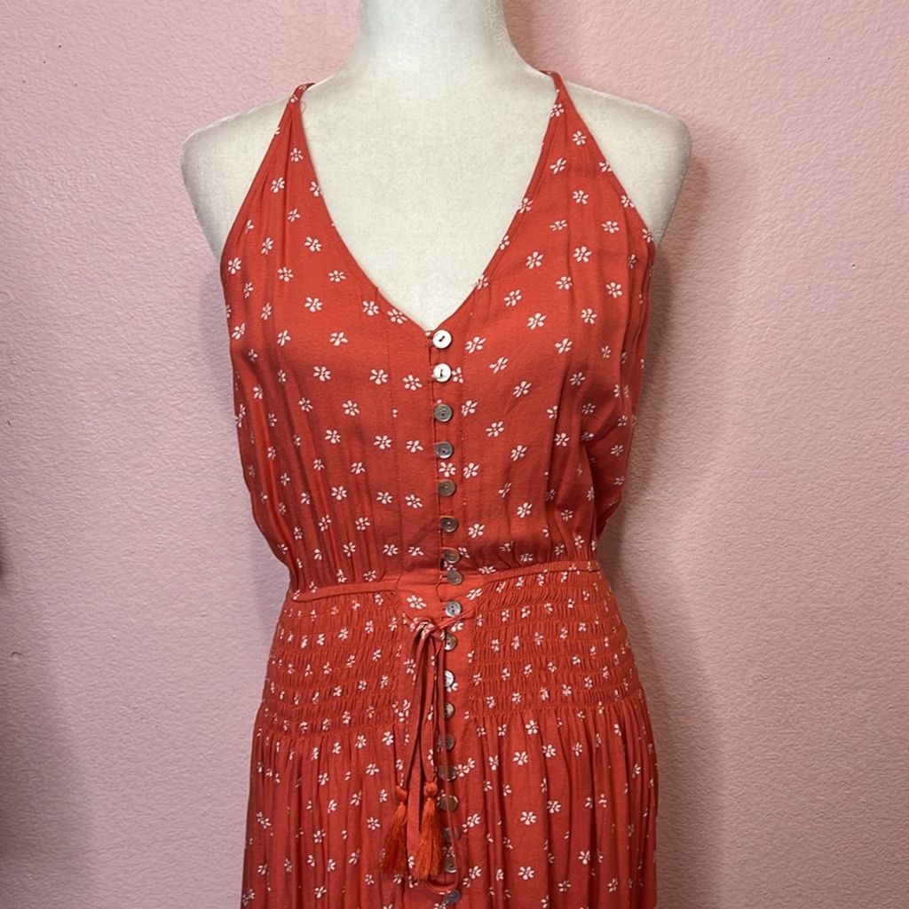 Other Vici Red Maxi Dress with White Floral Pattern Size M / US 6-8 / IT 42-44 - 2 Thumbnail