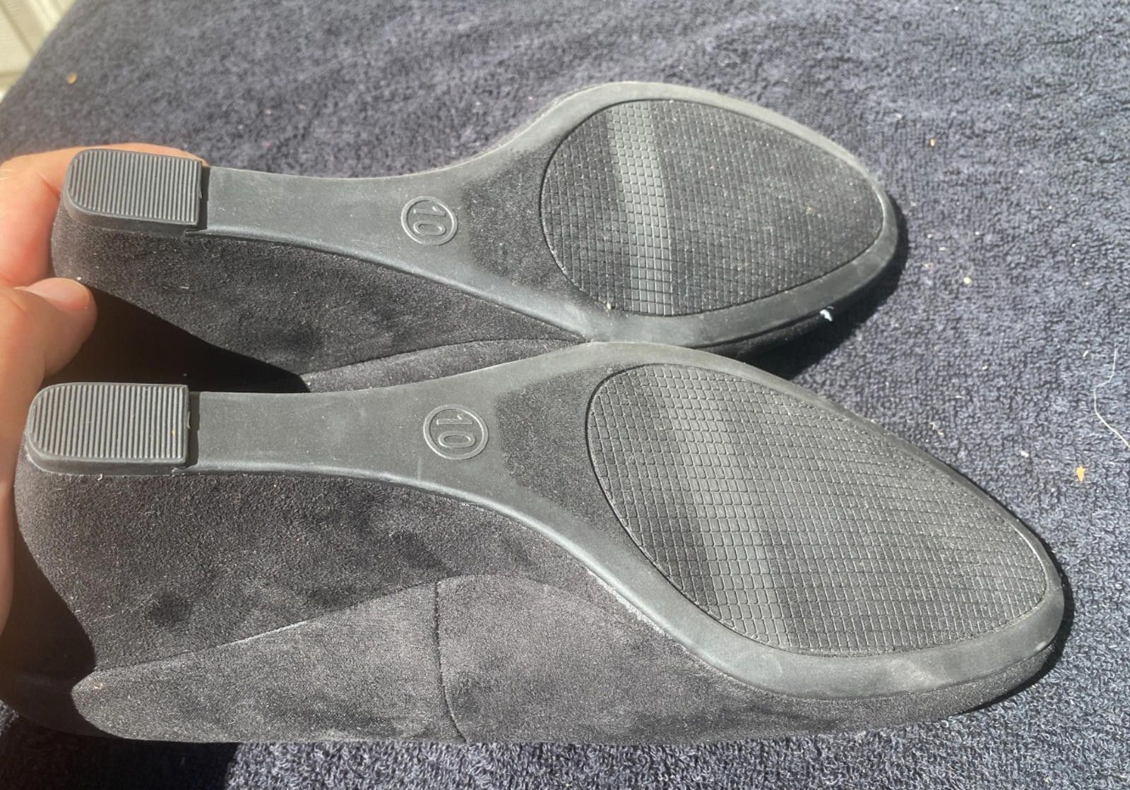 Designer A New Day Dot Black Wedge Heels SZ. 10 Suede (Faux) -(#S607) Size US 10 / IT 40 - 5 Thumbnail