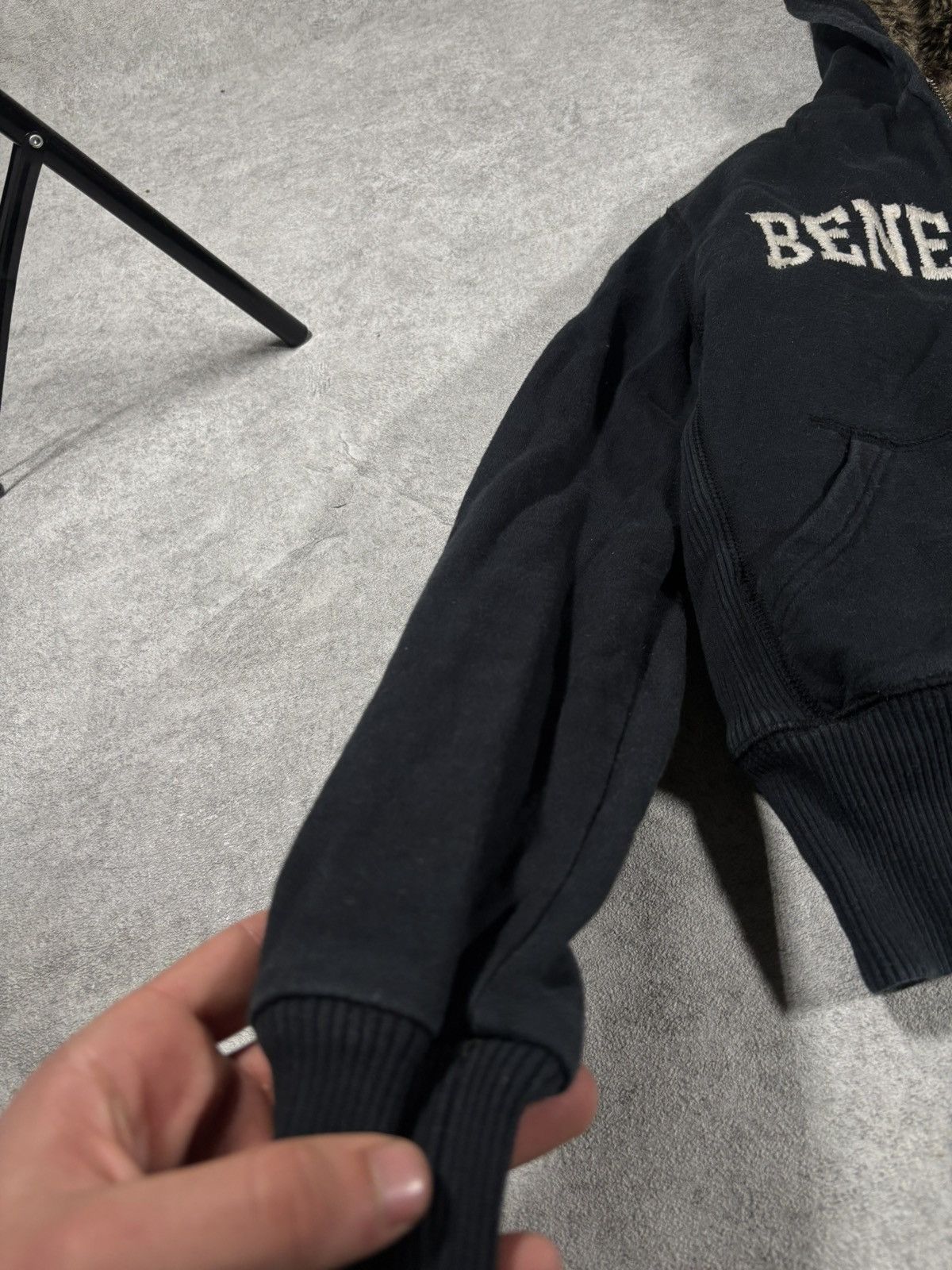 Vintage Benetton Heavy Fur Hoodie IfSixWasNine L.G.B. Aesthetic core Size US S / EU 44-46 / 1 - 7 Thumbnail
