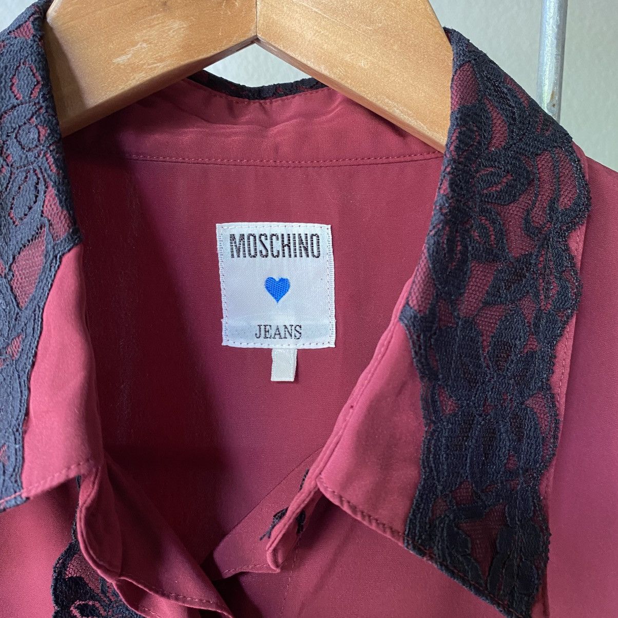 Moschino MOSSCHINO Red Lace Trimmed Shirt Size M / US 6-8 / IT 42-44 - 8 Thumbnail