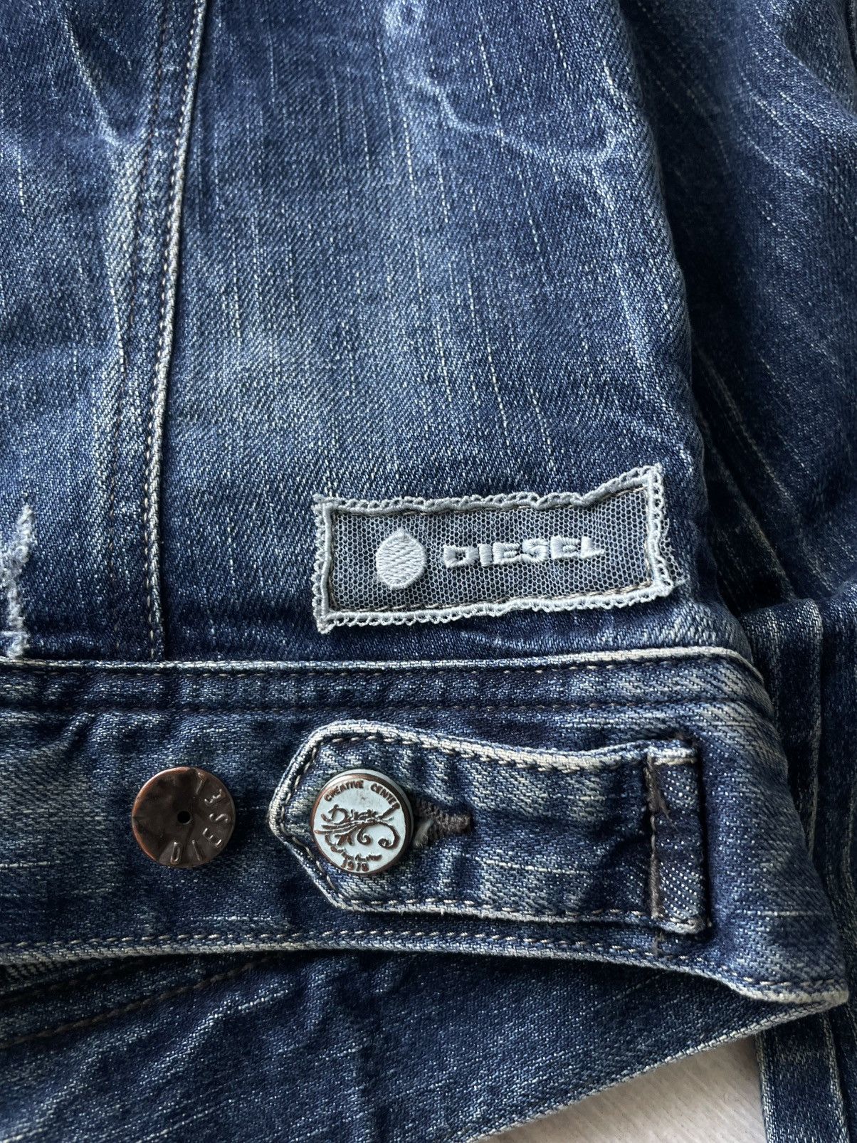 Diesel Vintage Diesel 00’s Denim Distressed Cropped Jacket Faded Size S / US 4 / IT 40 - 5 Thumbnail
