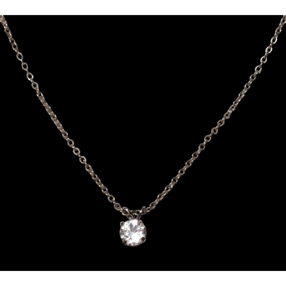 Other Silver Minimalist Clear Glass Stone Necklace Size ONE SIZE - 2 Thumbnail