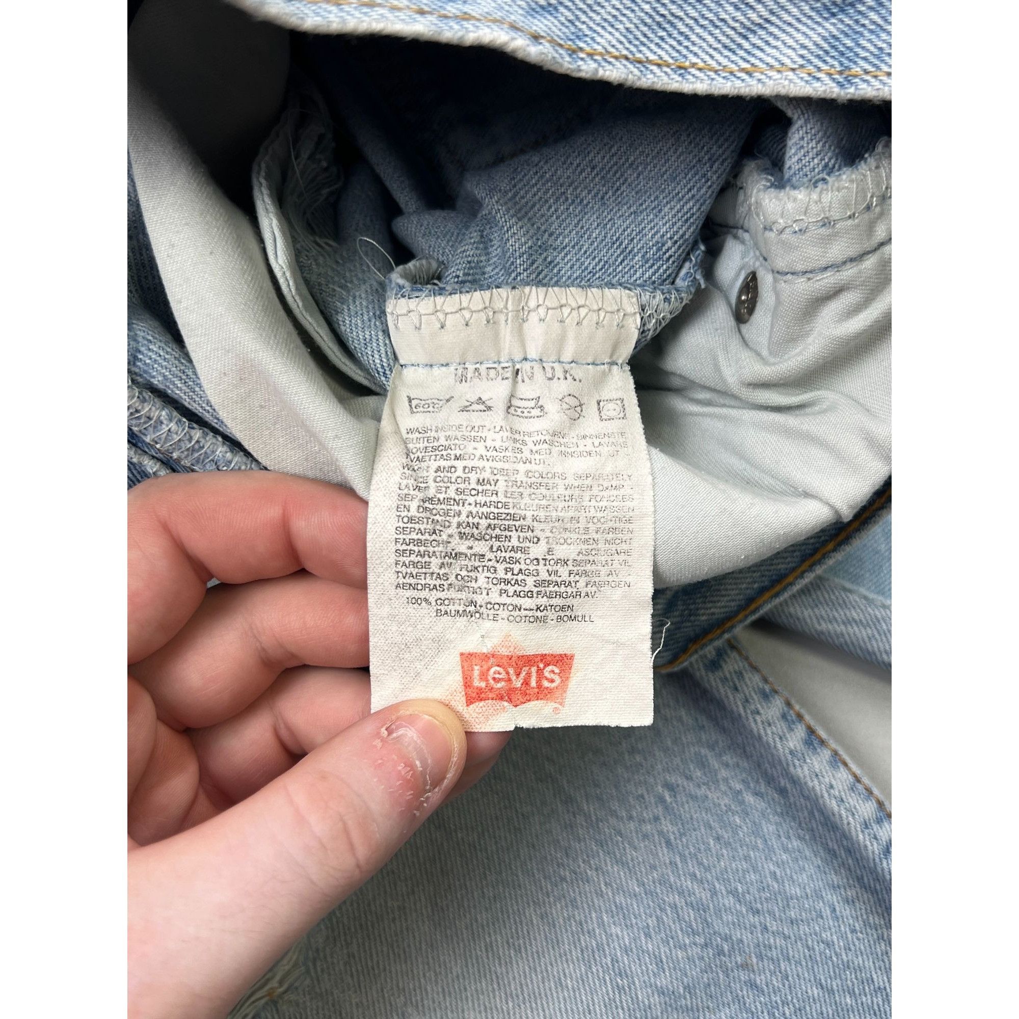 Levi's Levi’s 501 Made in UK Distressed Patchwork Denim Jeans Size US 31 - 12 Thumbnail