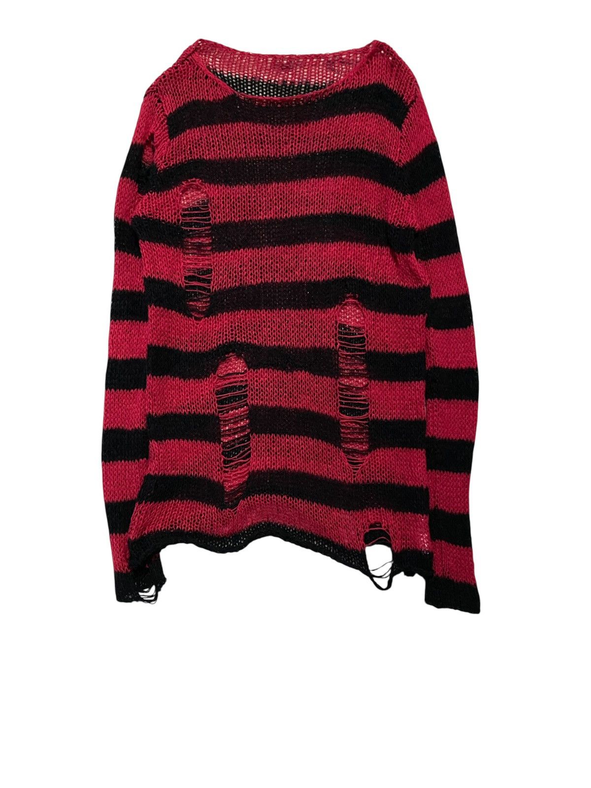 Japanese Brand 2000s Mony Japan Spider Web mesh Distresed stripe grunge Size US L / EU 52-54 / 3 - 2 Thumbnail
