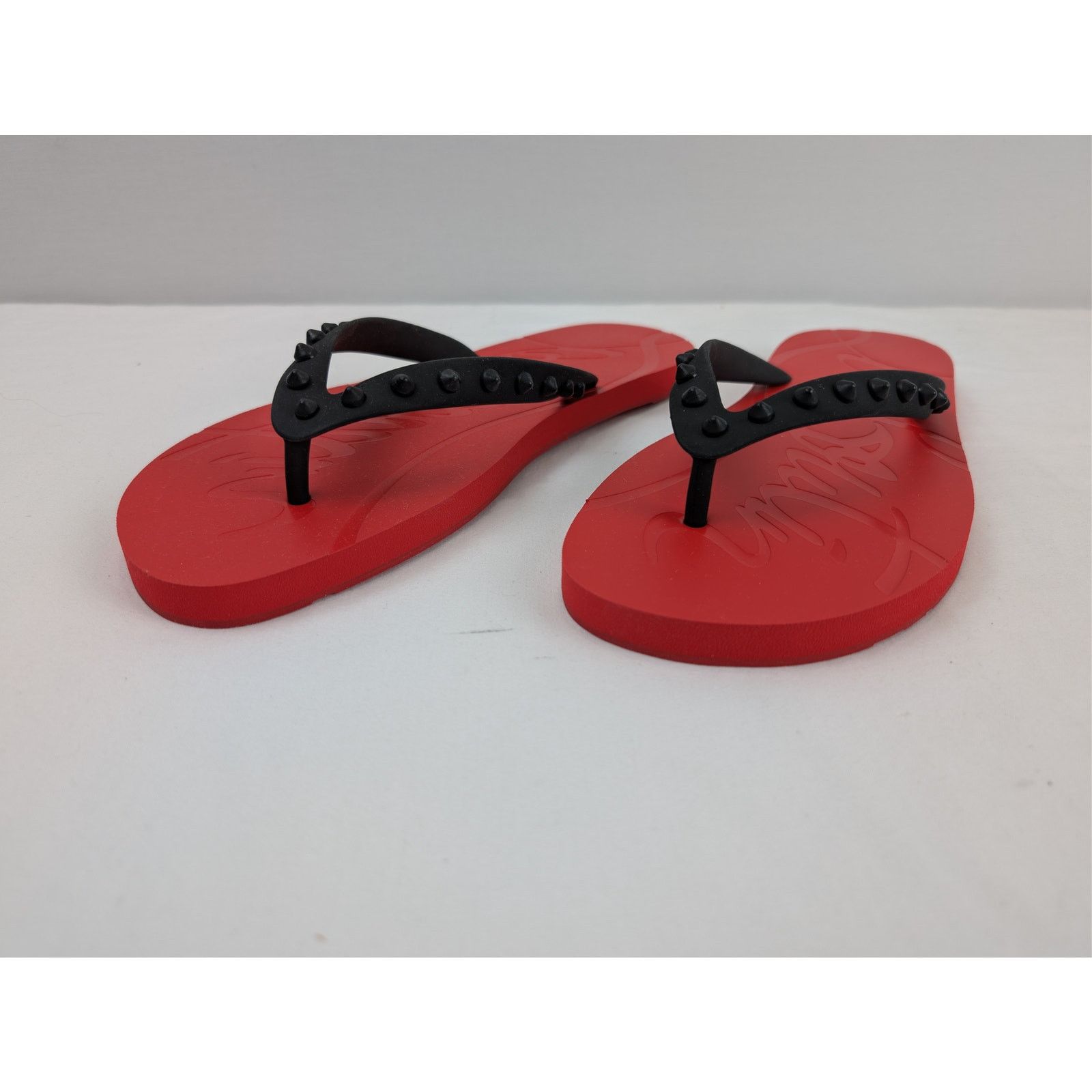 Christian Louboutin o1rshd1 Loubi Flip Donna Flat Slipper in Black/Loubi Size US 12 / IT 42 - 7 Thumbnail