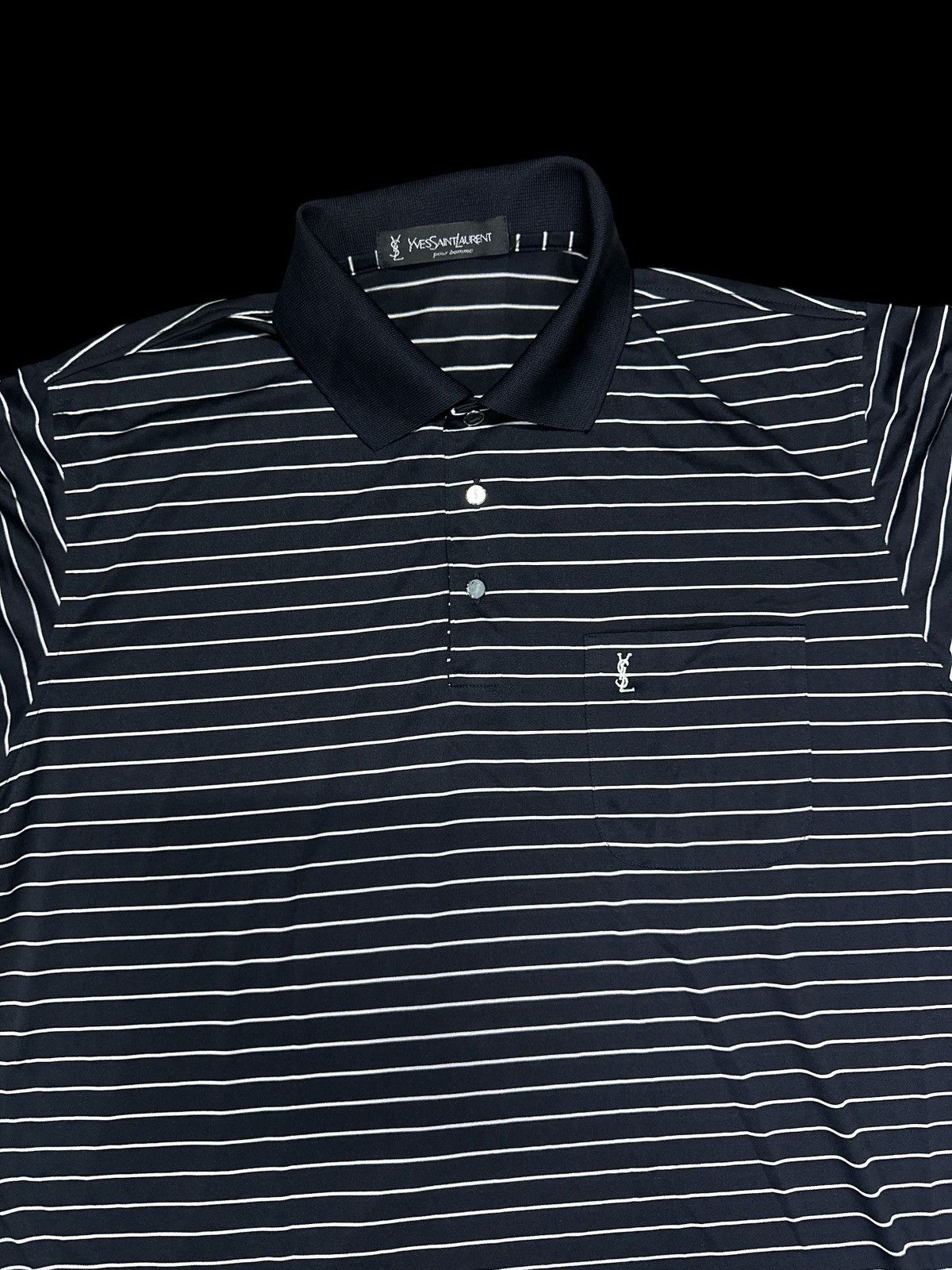 Saint Laurent Paris YsL💥Collar Tee Stripe Ysl Pour Homme 💥❗️ Size US XL / EU 56 / 4 - 3 Thumbnail