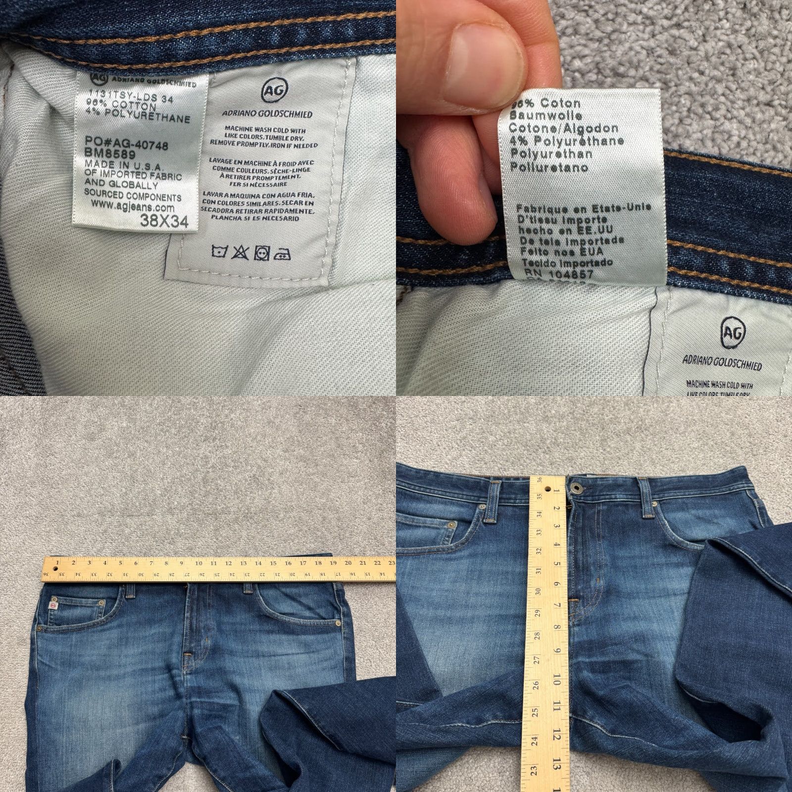 Vintage AG Adriano Goldschmied The Matchbox Jeans Mens 38x31 Slim Straight Blue Denim Cotton Blend 5-Pocket USA Classic Designer Size US 38 / EU 54 - 8 Thumbnail