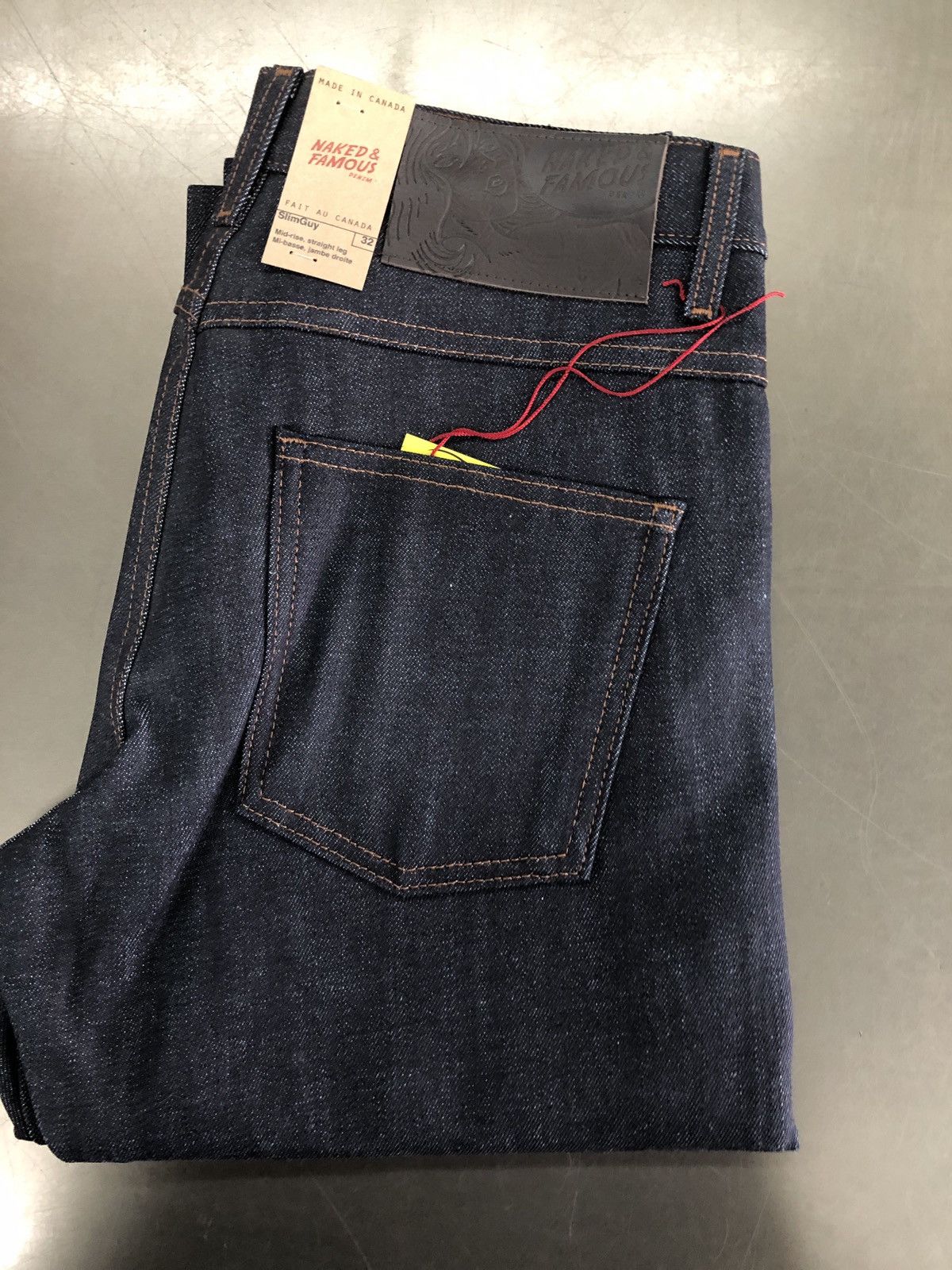 image of Naked Famous 13.5 Oz Indigo Selvedge Slim Guy 32 404, Men's