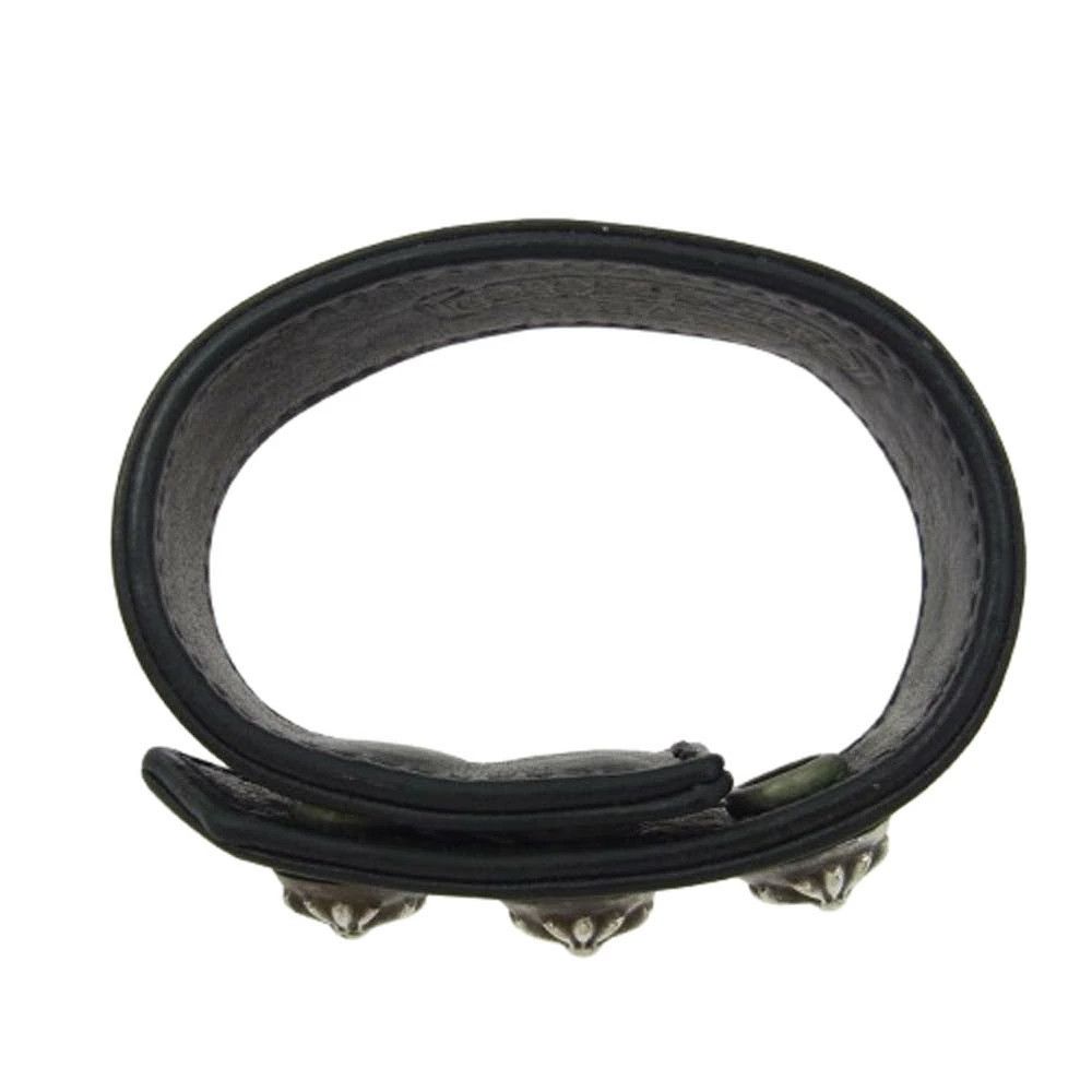 NO US TARIFF! CHROME HEARTS 3 BUTTON 2 SNAP LEATHER BRACELET