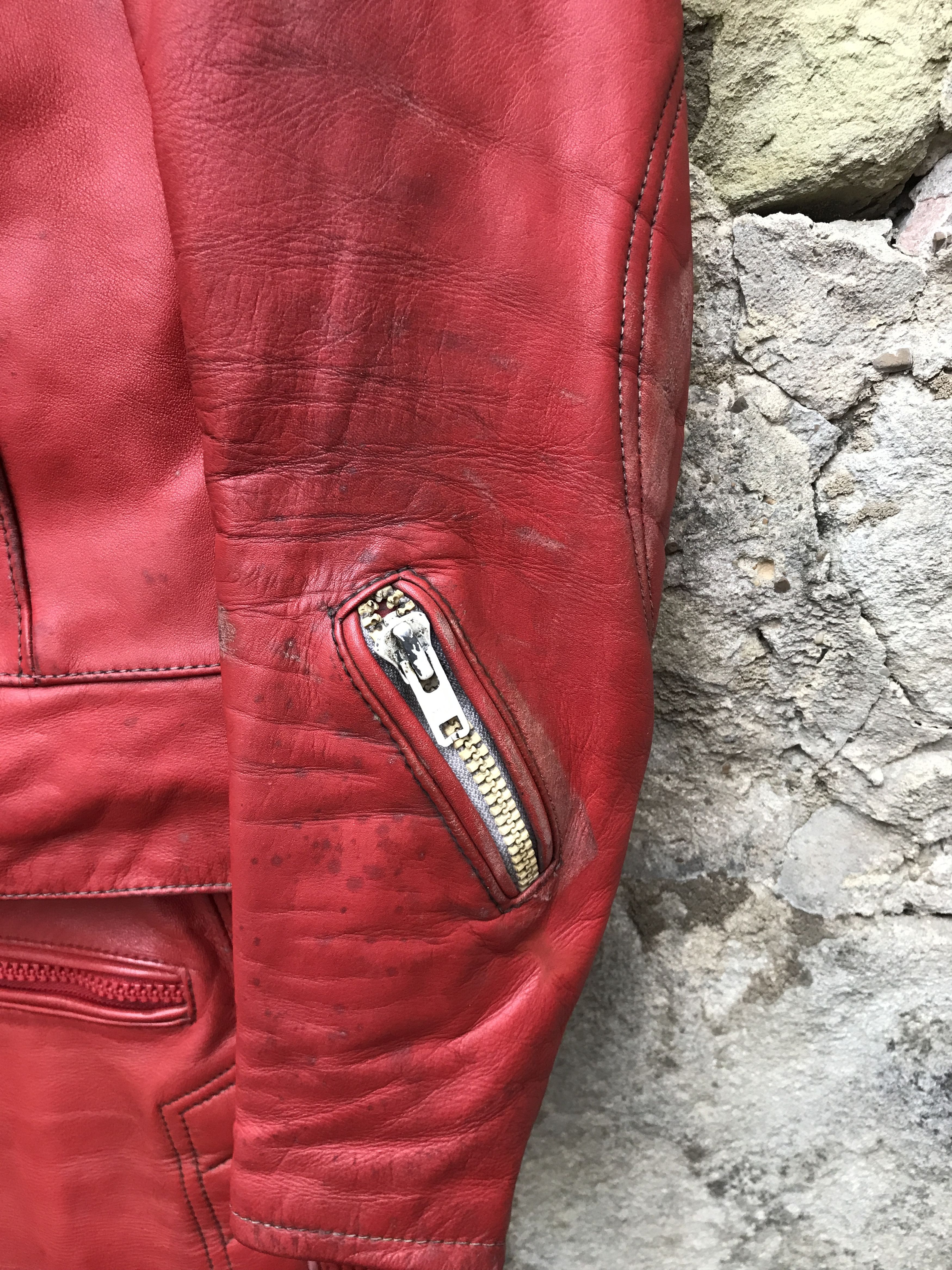 Vintage 80s Twin Track Distressed Leather Biker Jacket / Racing Suit Size US M / EU 48-50 / 2 - 7 Thumbnail