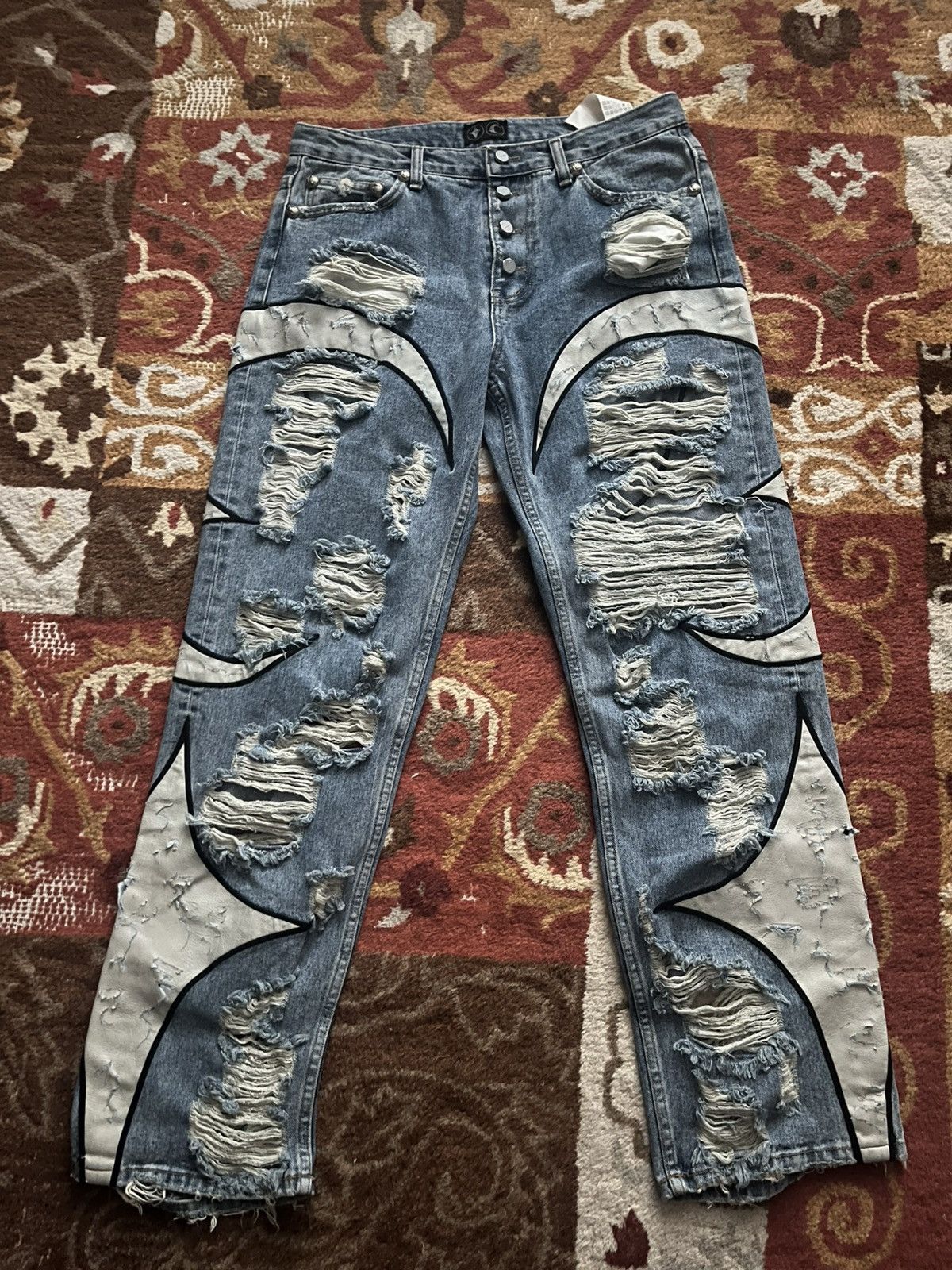 Thug Club Thug Club - Leather Washing Denim Pants War Ver Size US 31 - 1 Thumbnail