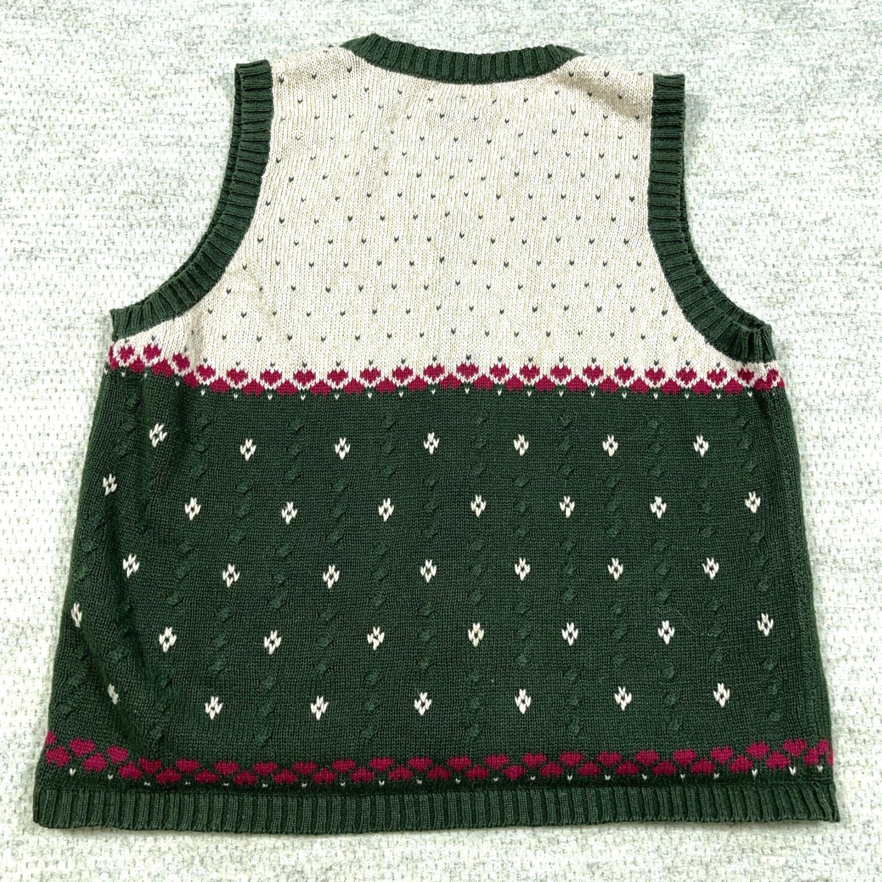 Vintage VINTAGE Sweater Loft Quaker Factory Vest Women 1X Green Knit Geometric 90s Christmas Casual Holiday Retro Size XL / US 12-14 / IT 48-50 - 2 Thumbnail