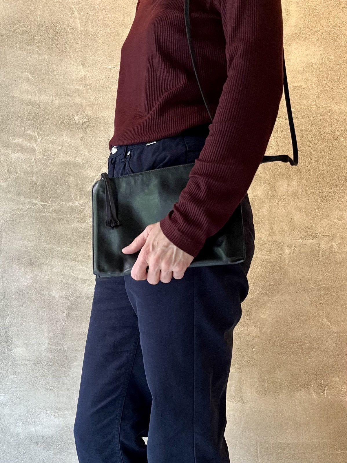 Boris Bidjan Saberi BBS • Zip-Around Wallet Bag • Black Smooth Leather Size ONE SIZE - 7 Thumbnail