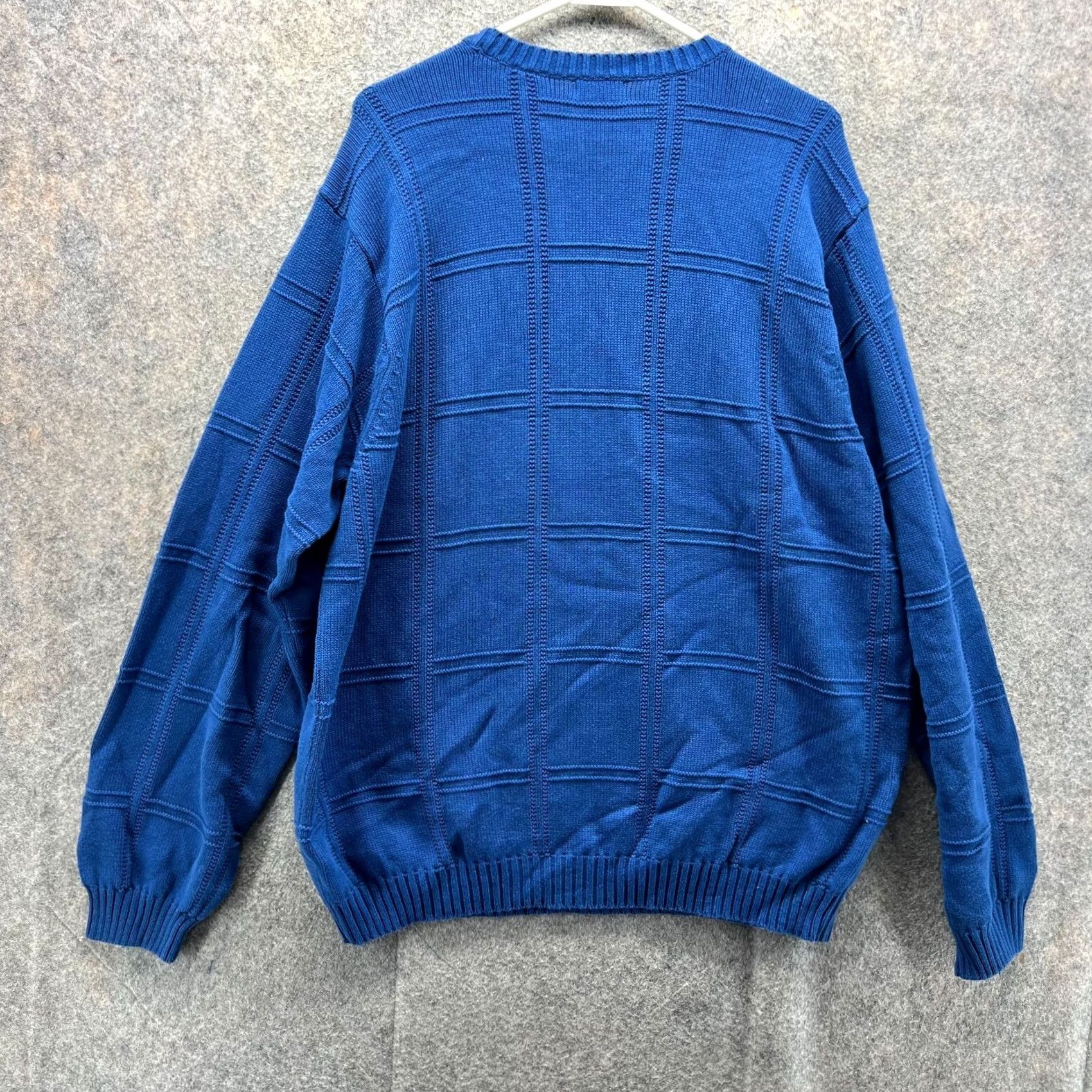 Izod VINTAGE IZOD Sweater Mens XL Royal Blue Pullover Fleece Knitted Check Crewneck Size US XL / EU 56 / 4 - 2 Thumbnail