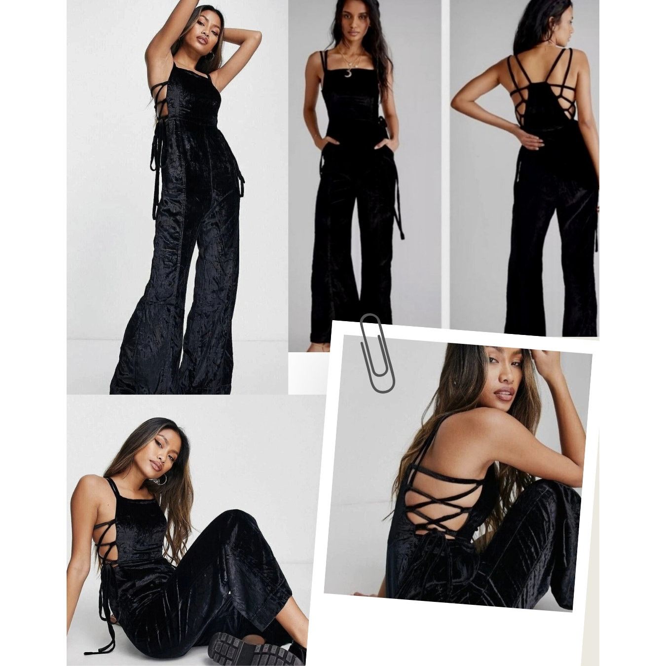 Free People Free People 90s Forever Overalls Crushed Velvet Black size M Size 30" / US 8 / IT 44 - 2 Thumbnail