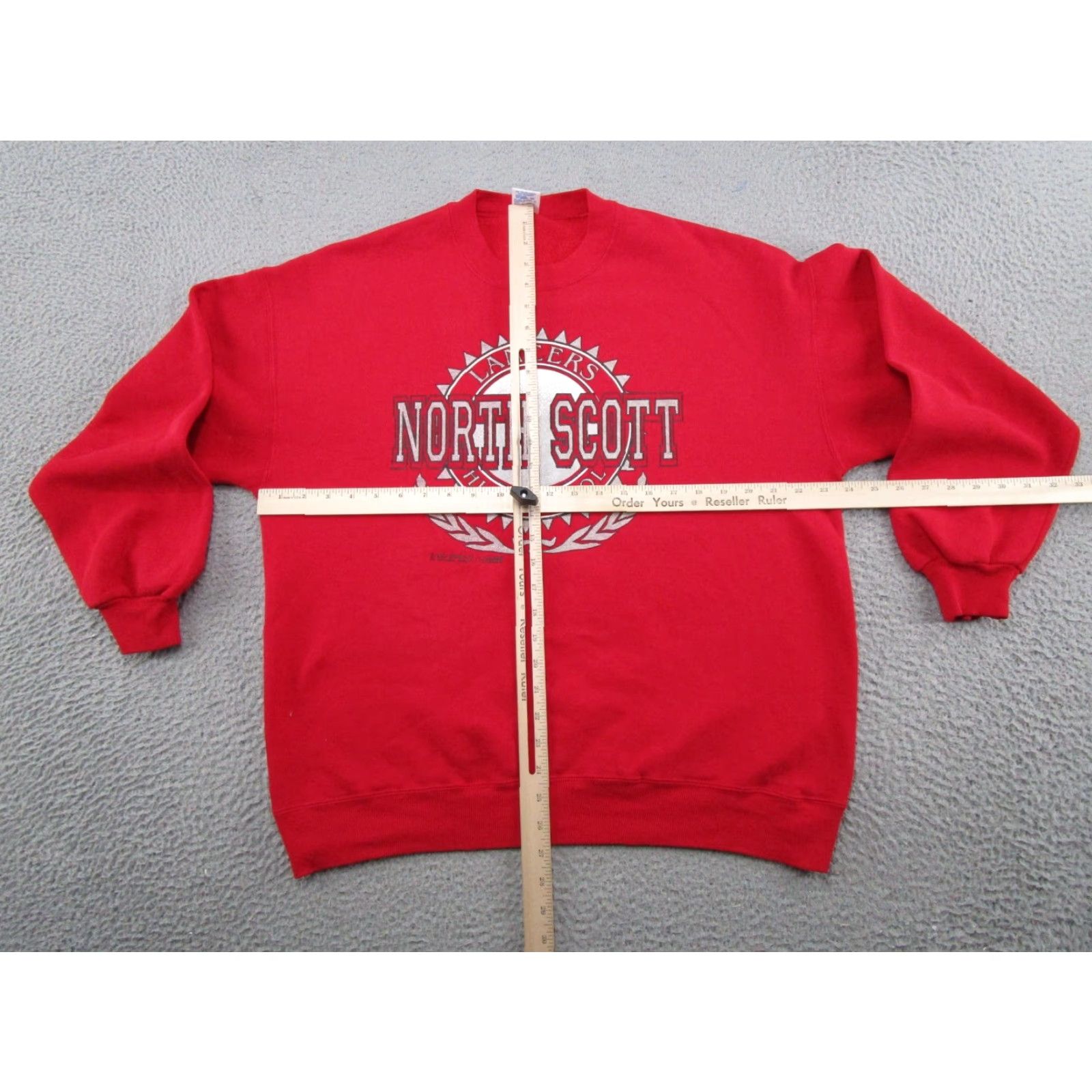 Jerzees VINTAGE North Scott High School Lancers Graphic Crewneck Sweatshirt XL Men Red Logo 90s Sports Pullover Sweatshirt Size US XL / EU 56 / 4 - 5 Thumbnail