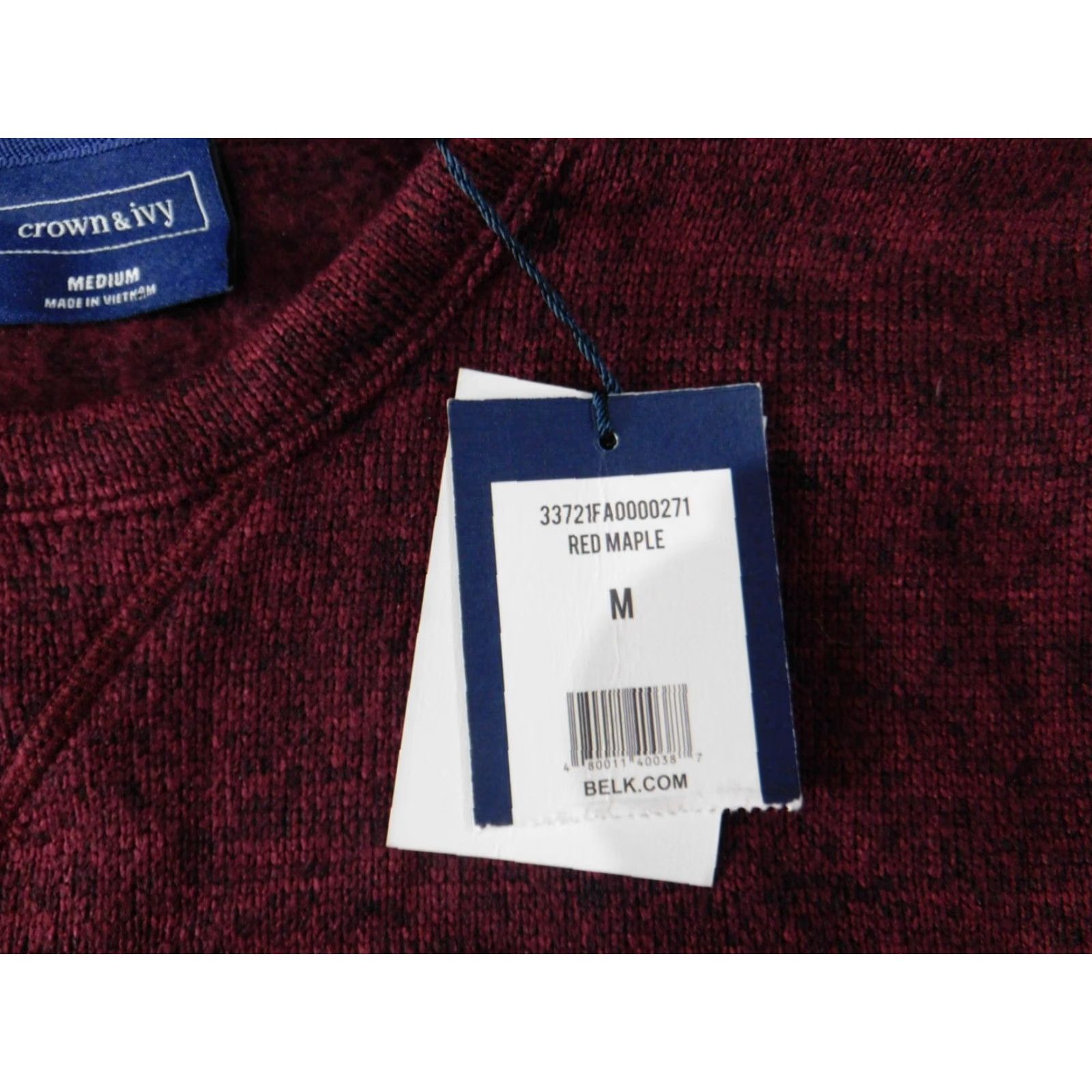 Vintage Crown & Ivy Mens Sweater Crew Neck Pullover Knit Red Long Sleeve Logo Solid Tight-Knit Regular M Winter Classic Size US M / EU 48-50 / 2 - 5 Thumbnail