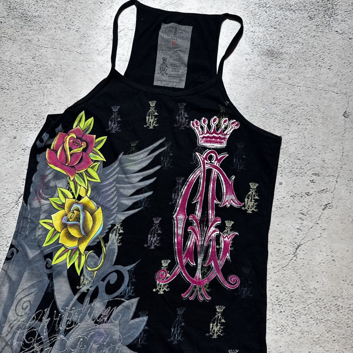 Ed Hardy vintage christian audigier t shirt with flowers and knife Size S / US 4 / IT 40 - 5 Thumbnail