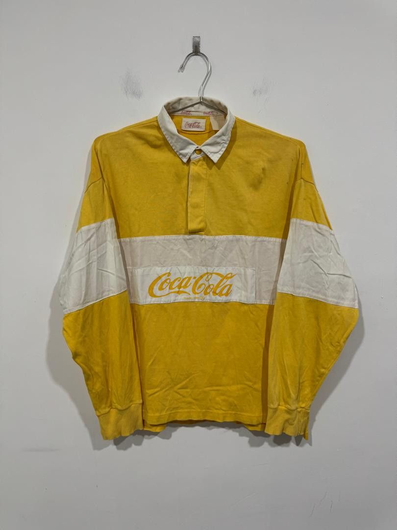 Coca Cola × Vintage Vintage Coca Cola Rugby Style Long Sleeve Polo Size US XL / EU 56 / 4 - 1 Thumbnail