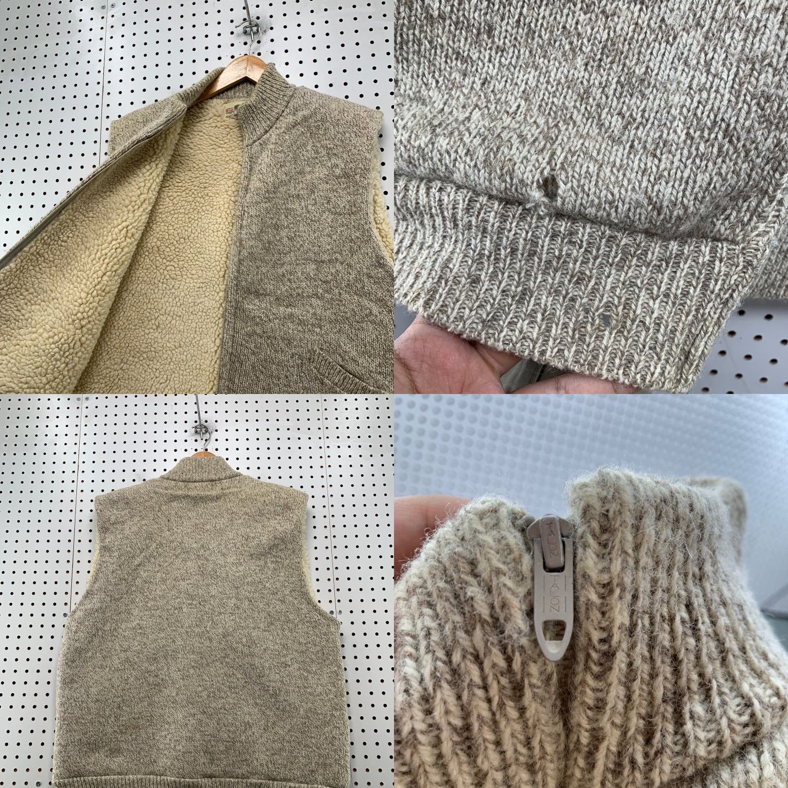Vintage VINTAGE Winona Knits Wool Vest Mens XL Beige Sherpa Lined Sleeveless USA Size US XL / EU 56 / 4 - 10 Thumbnail
