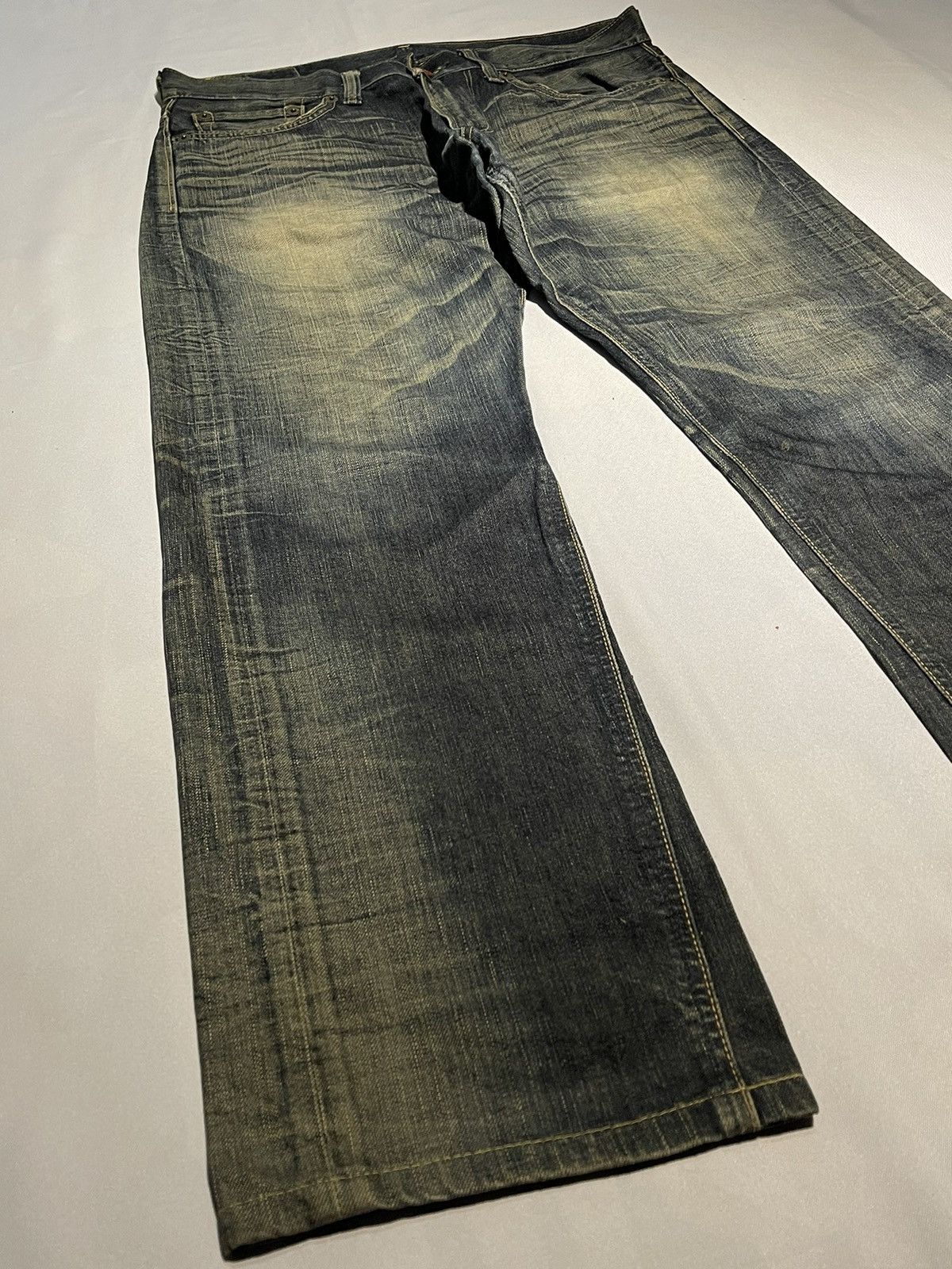 Edwin × Jean × Vintage RARE Edwin 503 Blue Trip Distressed Jeans Pant Size US 32 / EU 48 - 5 Thumbnail