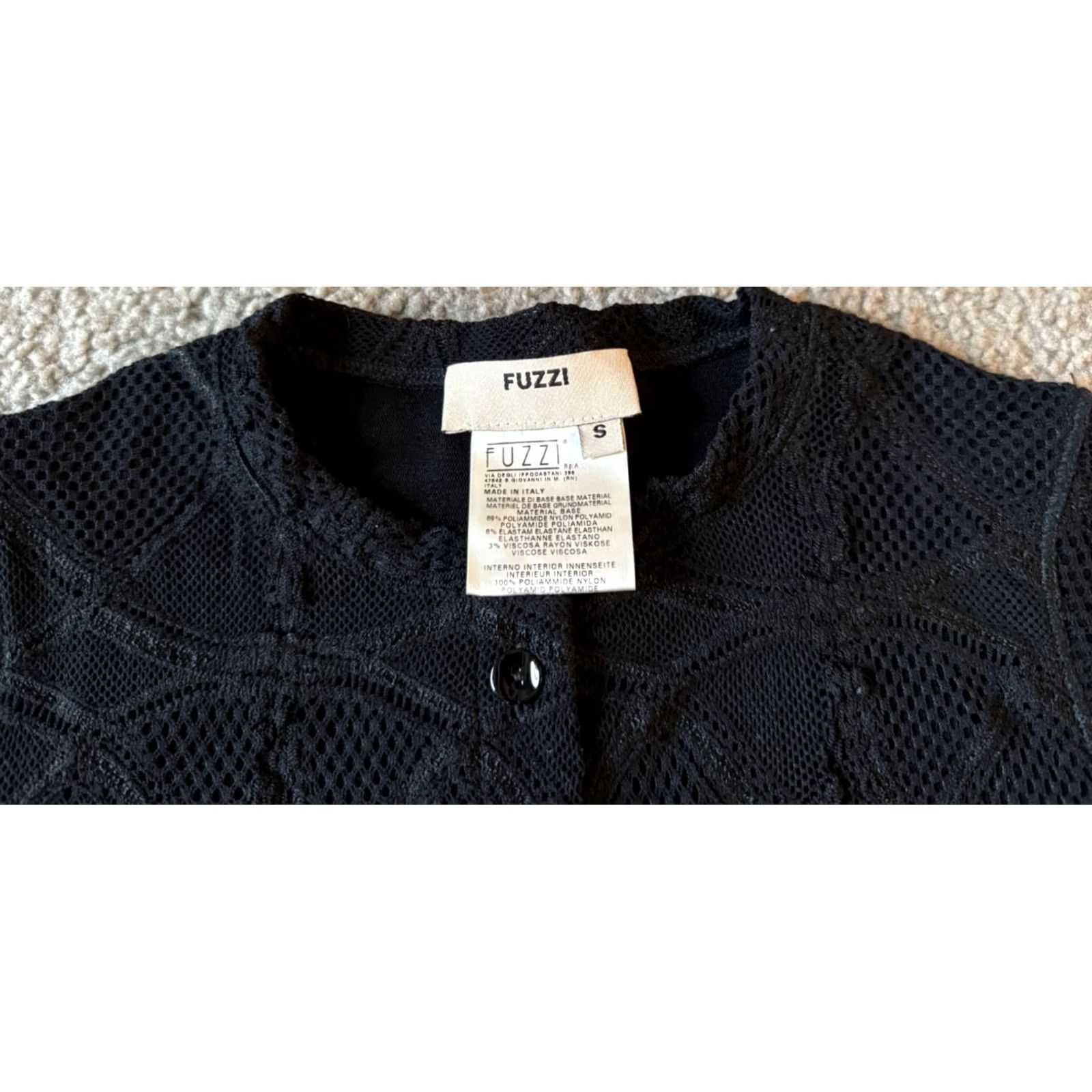 FUZZI VINTAGE Fuzzi Women's Top Shirt Black Lacy Button Front Round Neck Long Sleeve Size S Italy Size S / US 4 / IT 40 - 4 Thumbnail