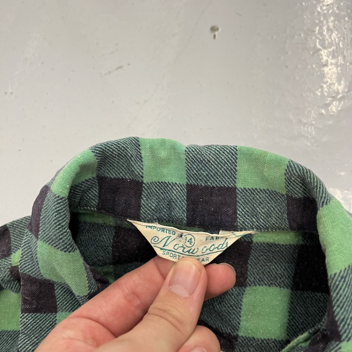 Other Vintage 50s Norwood Green/Black Plaid Loop Collar Flannel Size XS / US 0-2 / IT 36-38 - 5 Thumbnail