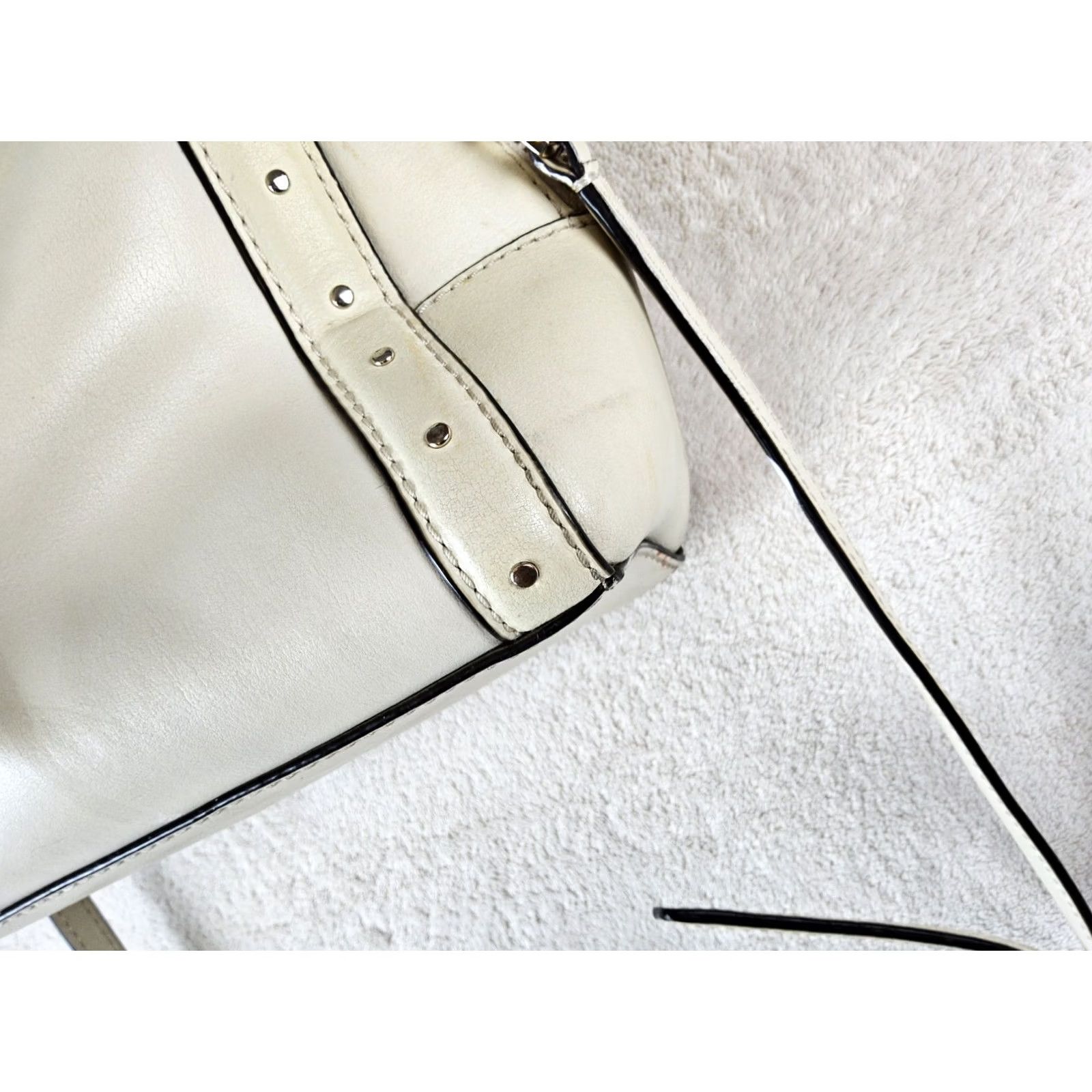 Vintage kate spade new york Satchel Crossbody Shoulder Handbag Purse Ivory Leather Double Handles Women Size ONE SIZE - 7 Thumbnail