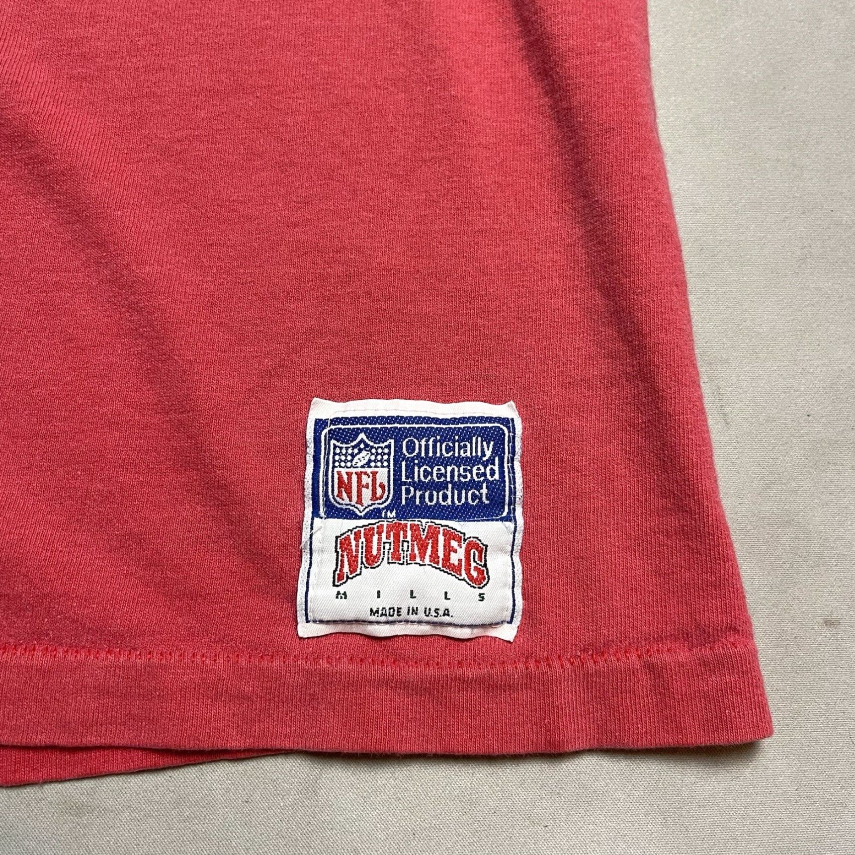 VINTAGE Nutmeg Mills San Francisco 49ers Single Stitch NFL T Shirt Mens M Red Shirt