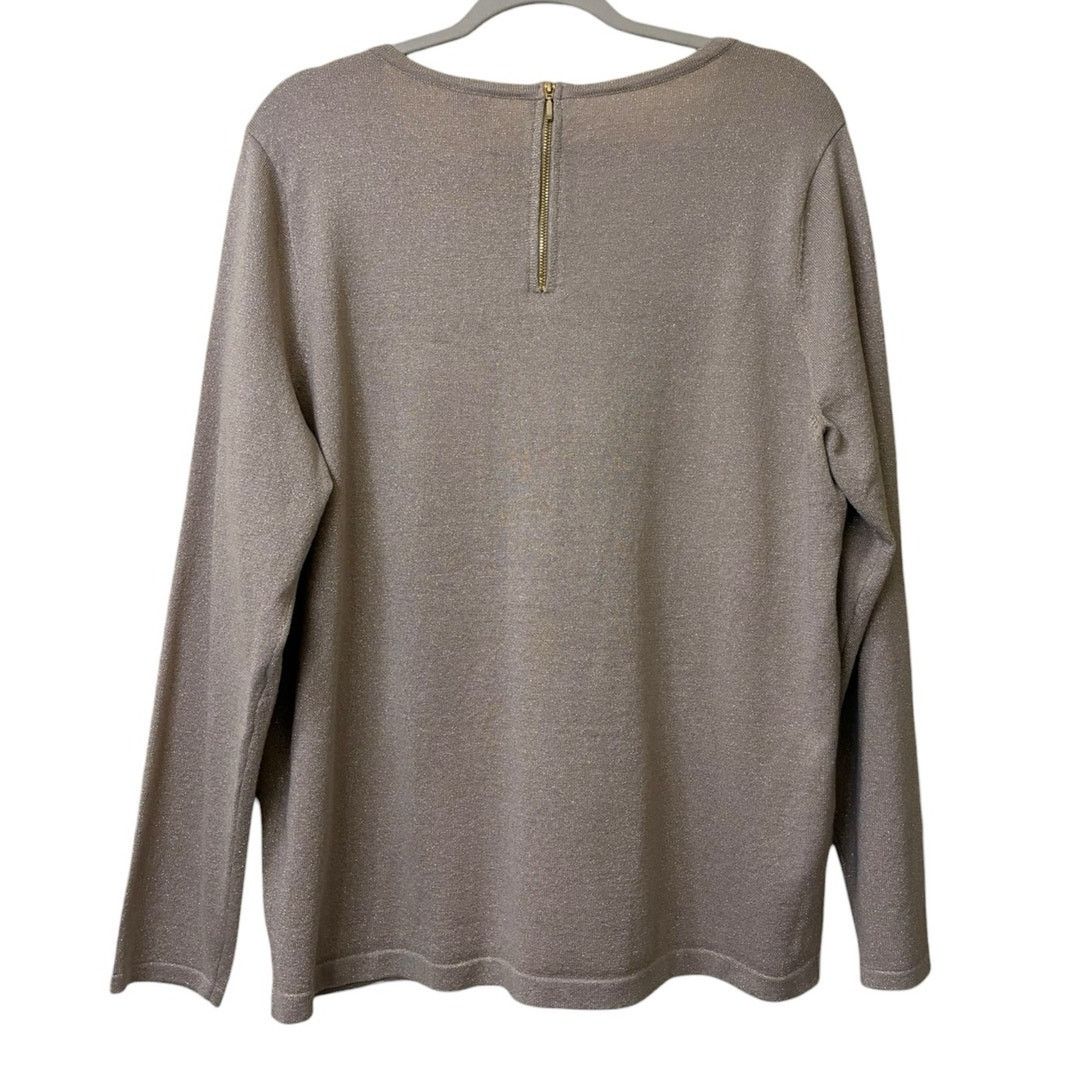 Chicos Chico's Lurex Mindy back zip sweater in Stardust Gold NWT Size XXL / US 16-18 / IT 52-54 - 4 Thumbnail
