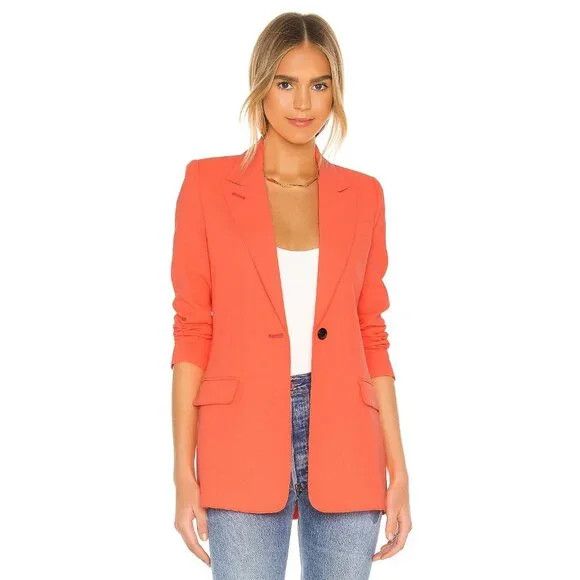 SMYTHE Smythe Tailored Blazer Size 4 Womens Neon Tangerine Jacket Size S / US 4 / IT 40 - 16 Thumbnail