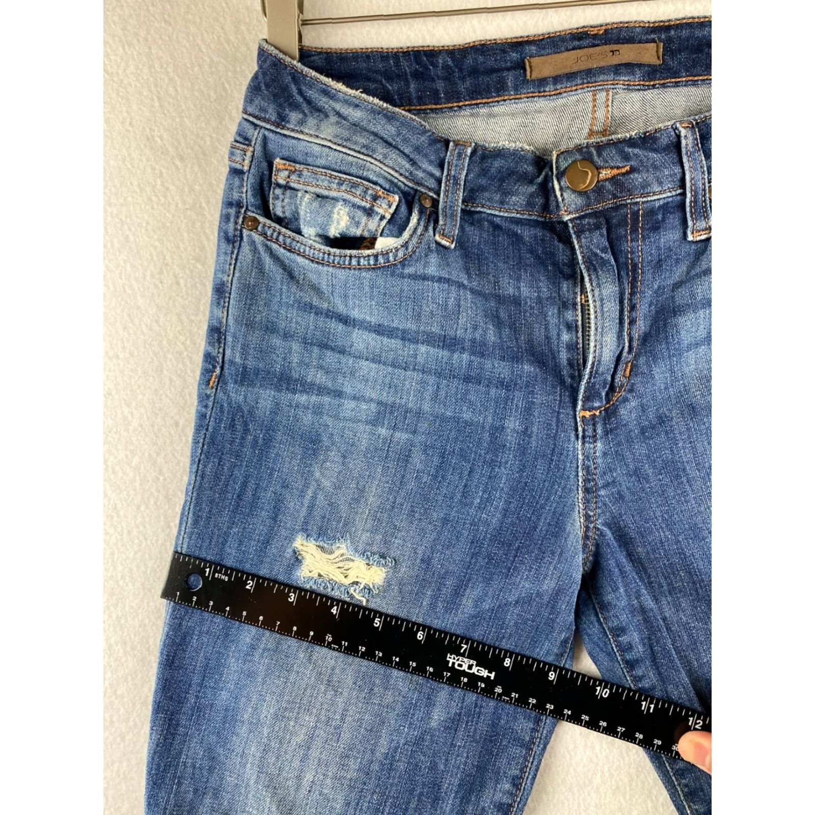 Vintage Joe's Jeans Skinny Ankle Womens 27 Denim Distressed Ripped Mid Blue Stretch Jeans Machine Washable Regular 5-Pocket Womens Jeans Size 27" / US 4 / IT 40 - 7 Thumbnail