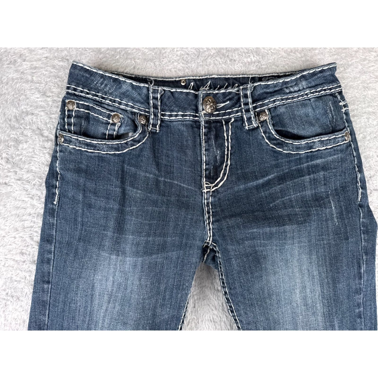 Vintage LA Idol Jeans Women Bootcut Denim 29x27 Blue Embroidered Cotton Blend Low Rise 9 Regular 27Inseam 5-Pocket Womens Size 30" / US 8 / IT 44 - 4 Thumbnail