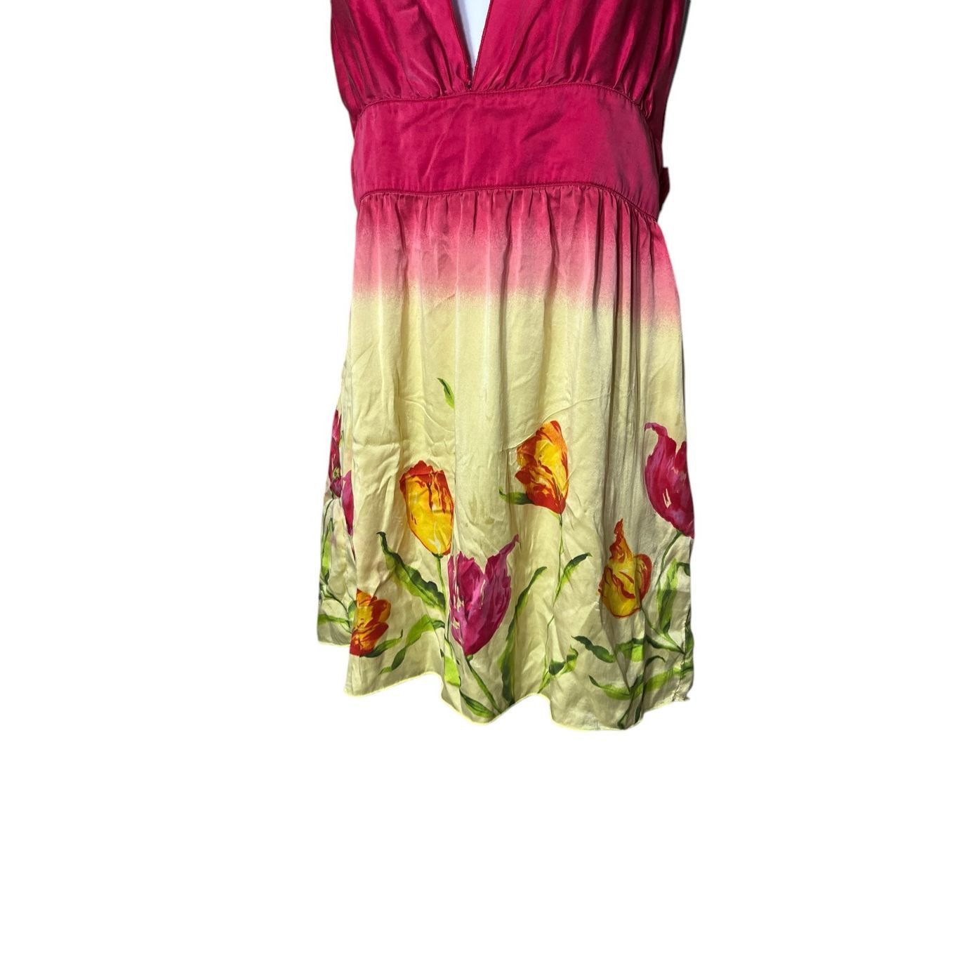 Other Vintage Wet Seal Y2K Pink Yellow Silk Halter Top Dress Size Size M / US 6-8 / IT 42-44 - 3 Thumbnail