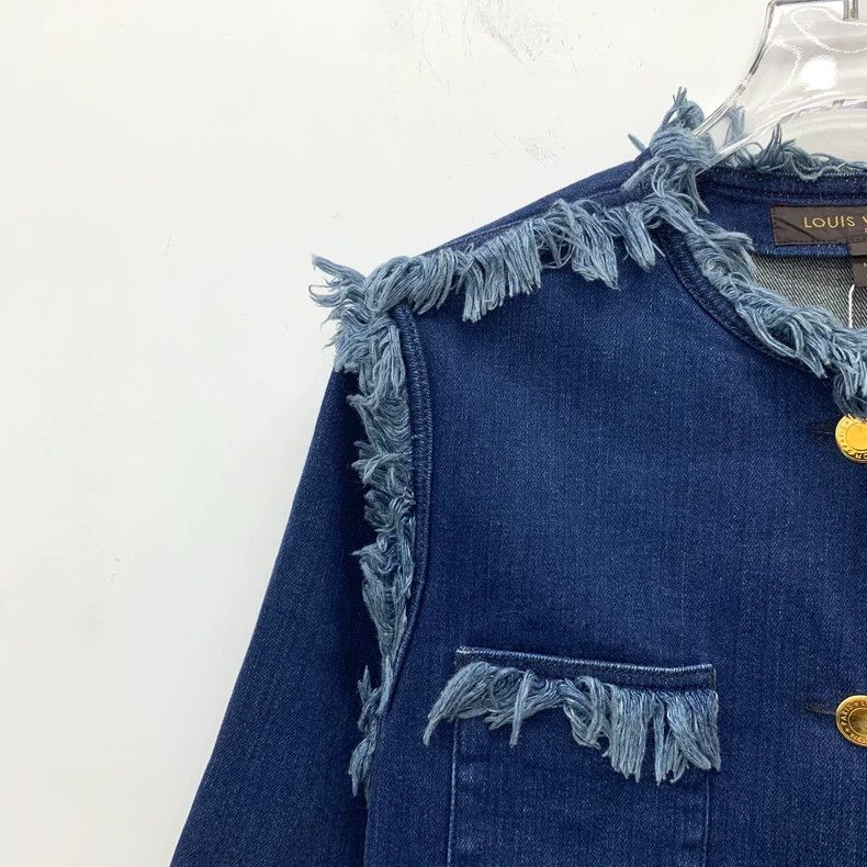 Louis Vuitton Louis Vuitton Navy multi-pocket fringed cotton crew neck d Size XXS / US 00 / IT 34 - 3 Thumbnail