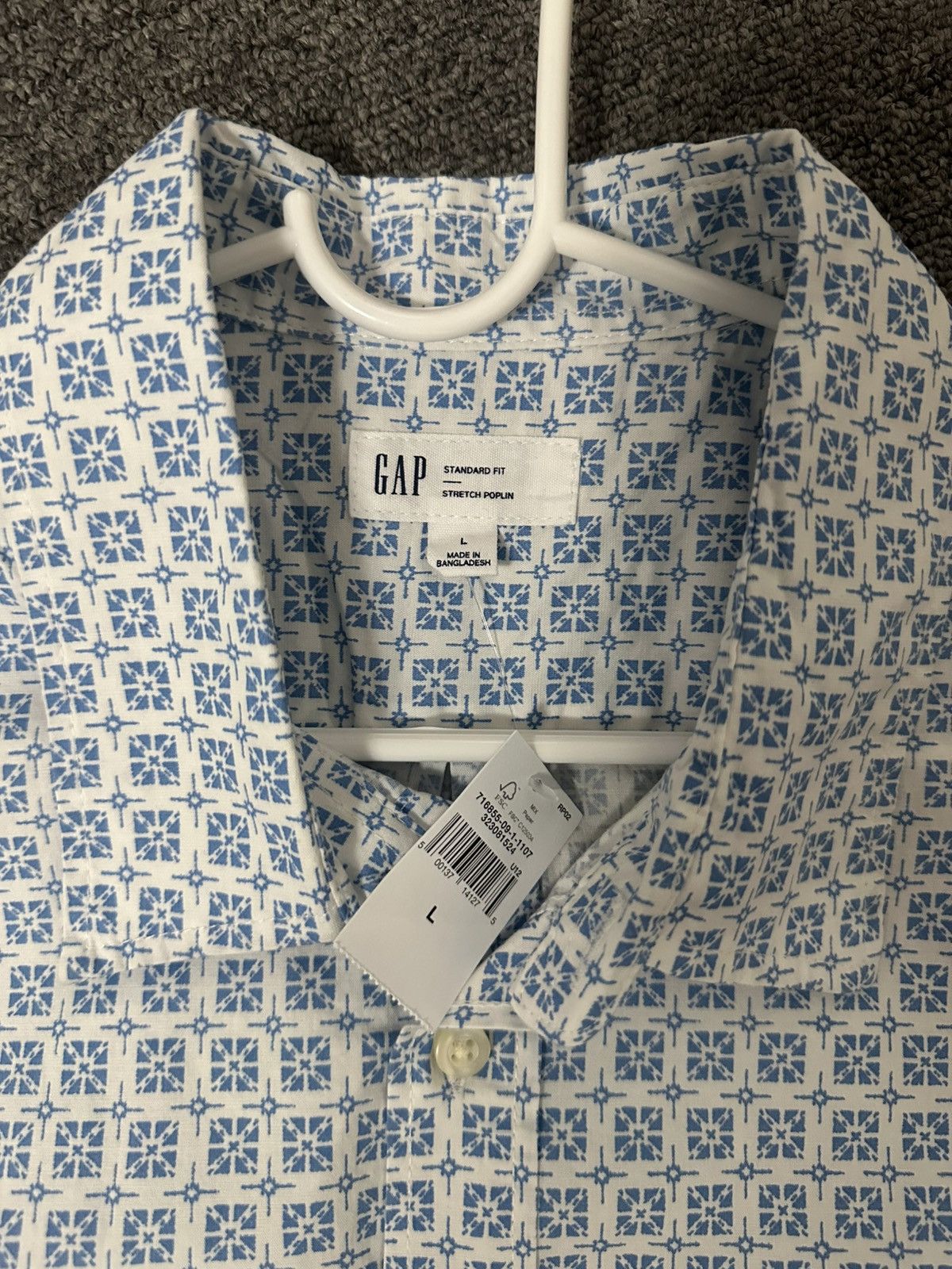 Gap Gap Resort Shirt Blue Tile Pattern Large NWT Size US L / EU 52-54 / 3 - 2 Thumbnail