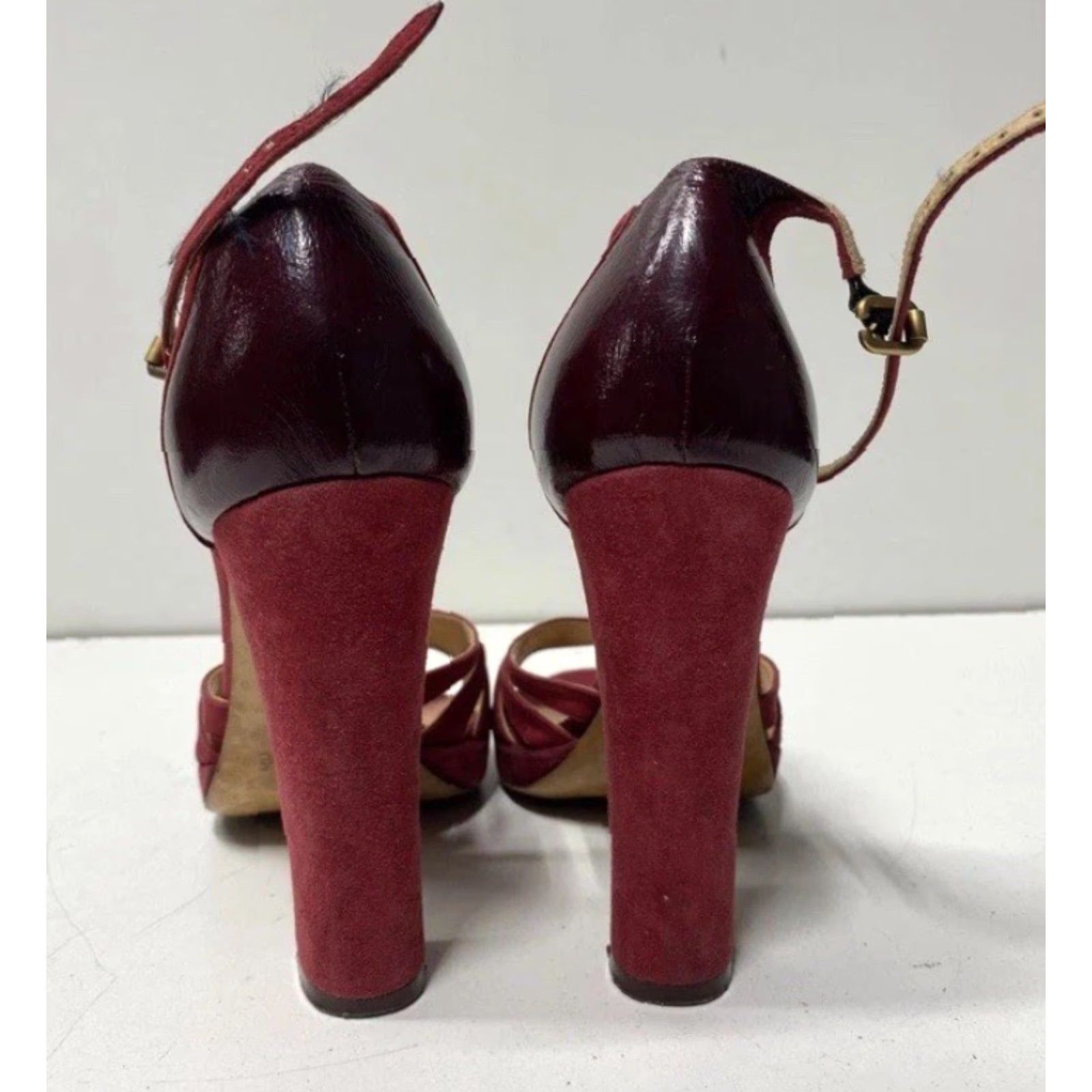 Vintage Chloé Women Red Suede Pump Heels Strap MadeInItaly Size 6.5 EU37 Shoes Womens Pumps Size US 7 / IT 37 - 5 Thumbnail